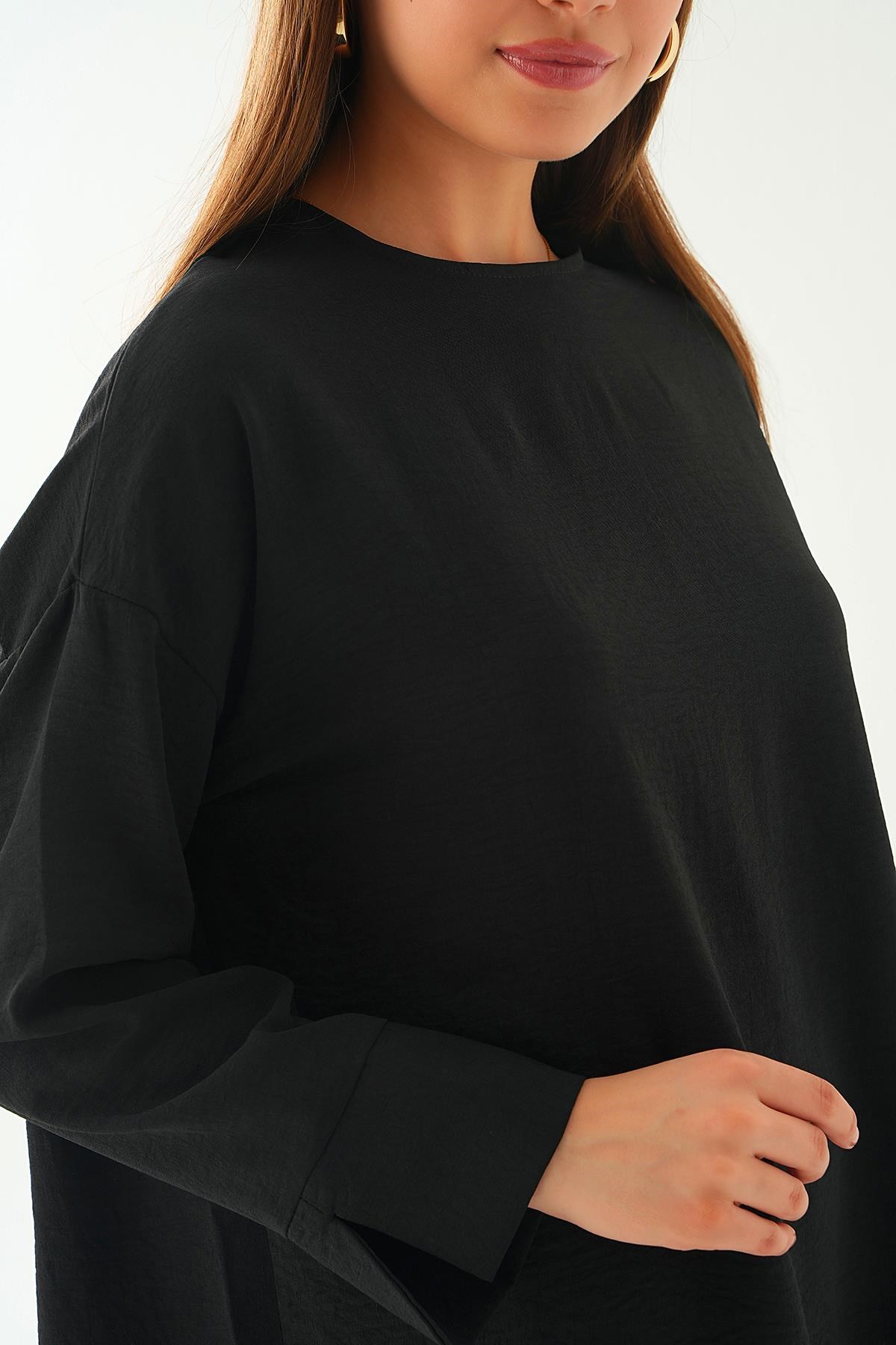 Siyah Bisiklet Yaka Tunik 6808A