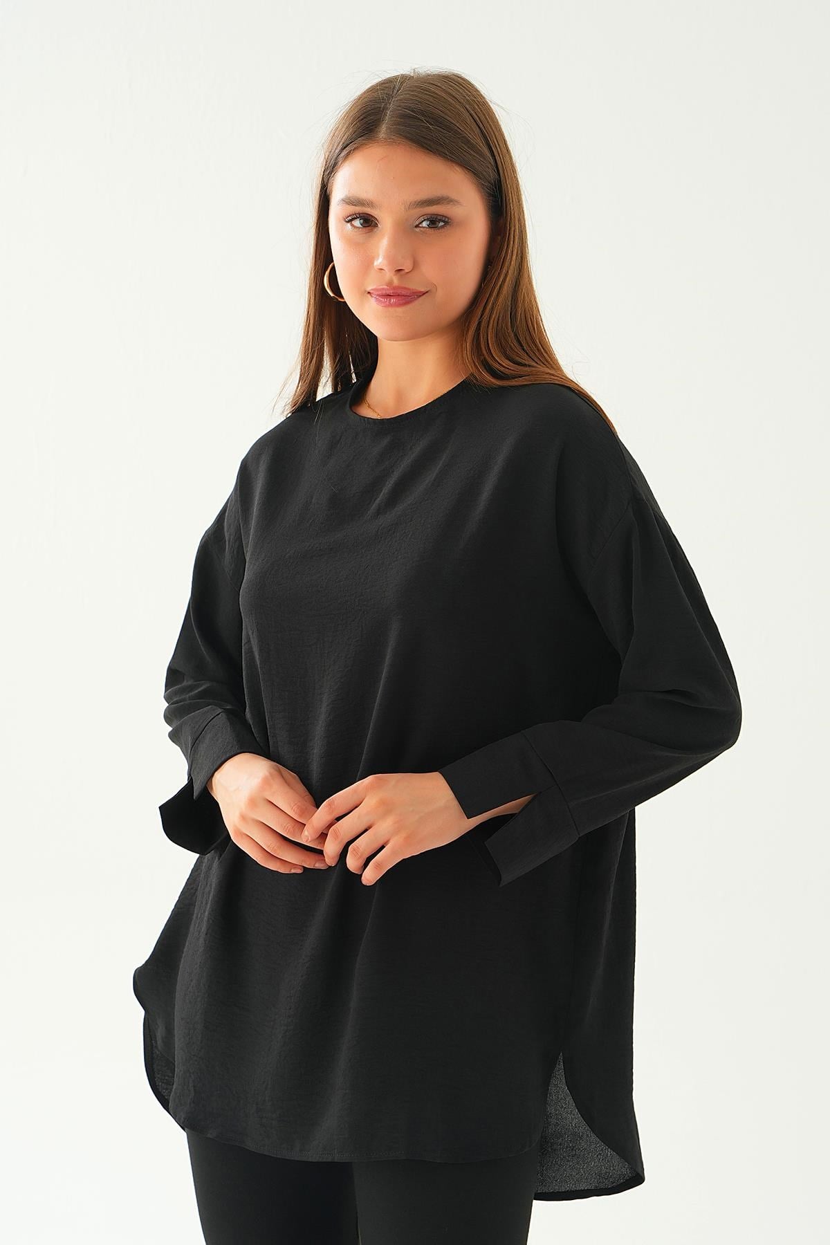 Siyah Bisiklet Yaka Tunik 6808A
