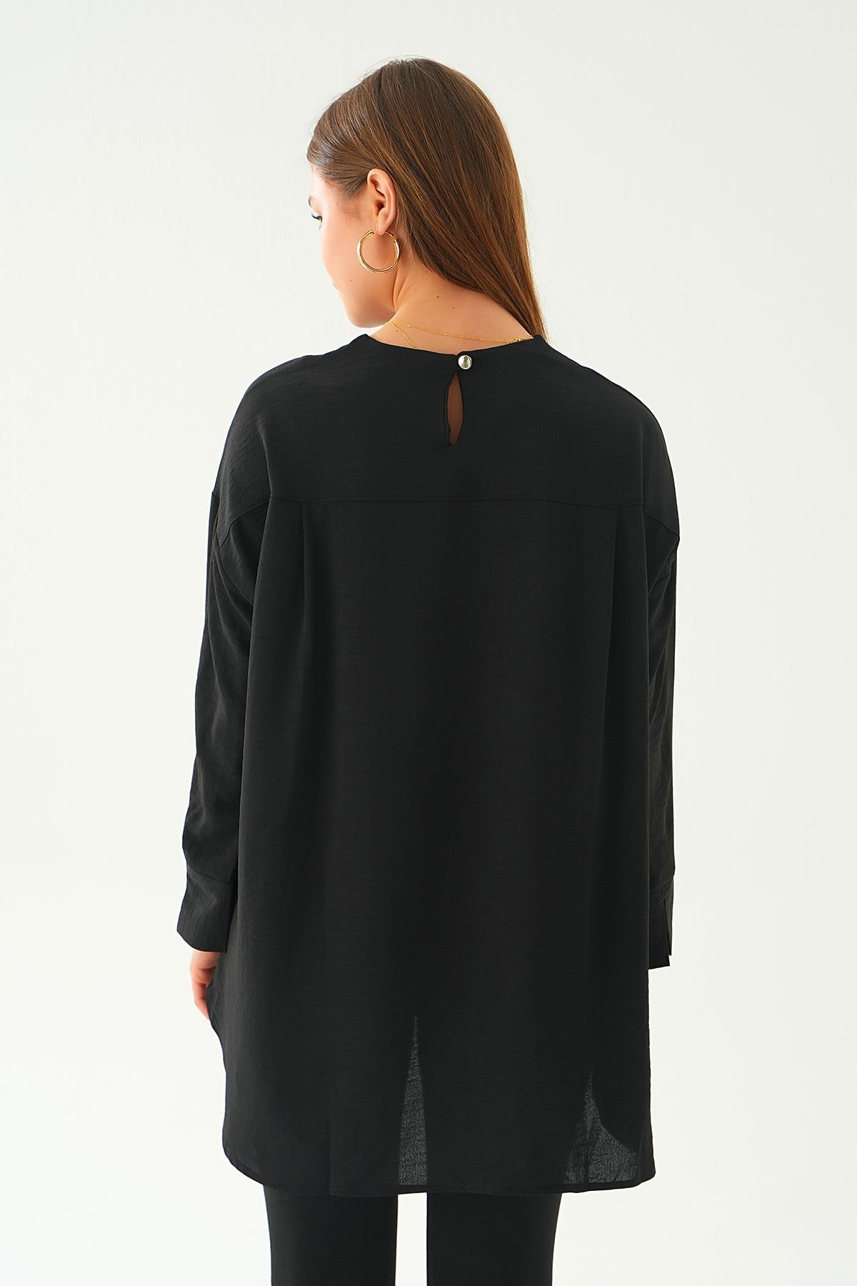 Siyah Bisiklet Yaka Tunik 6808A