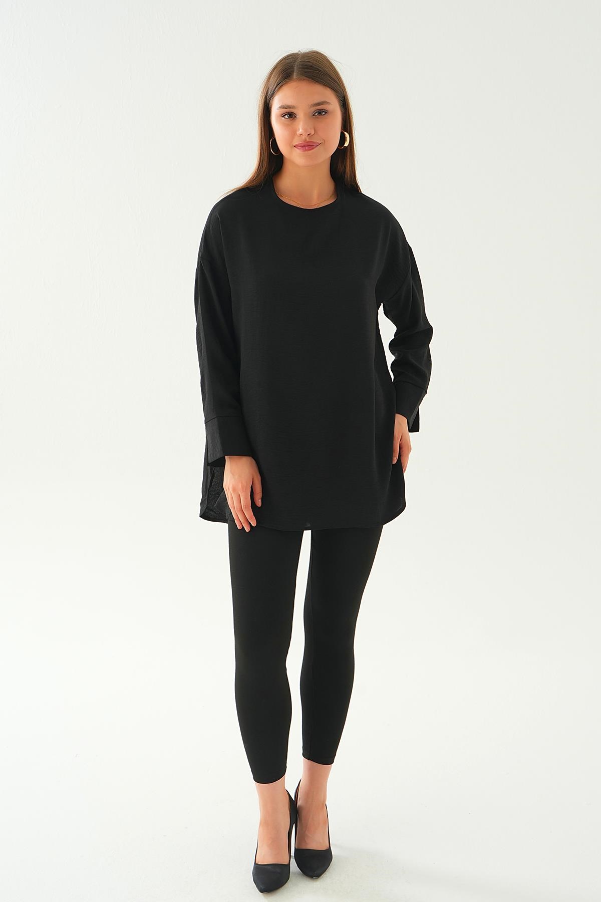 Siyah Bisiklet Yaka Tunik 6808A