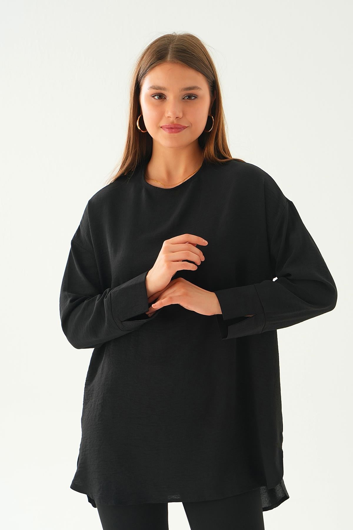 Siyah Bisiklet Yaka Tunik 6808A
