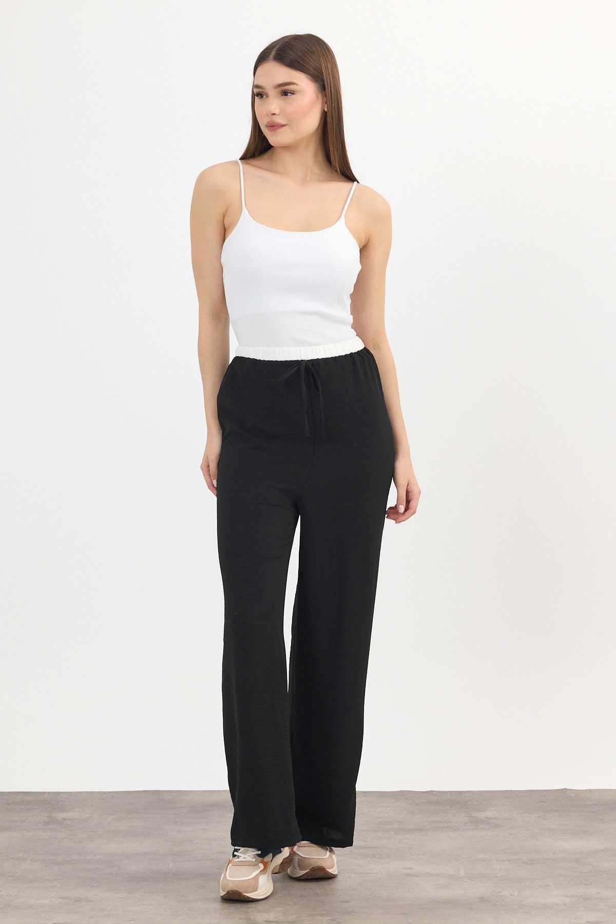 Siyah Bol Paça Pantolon 4327A