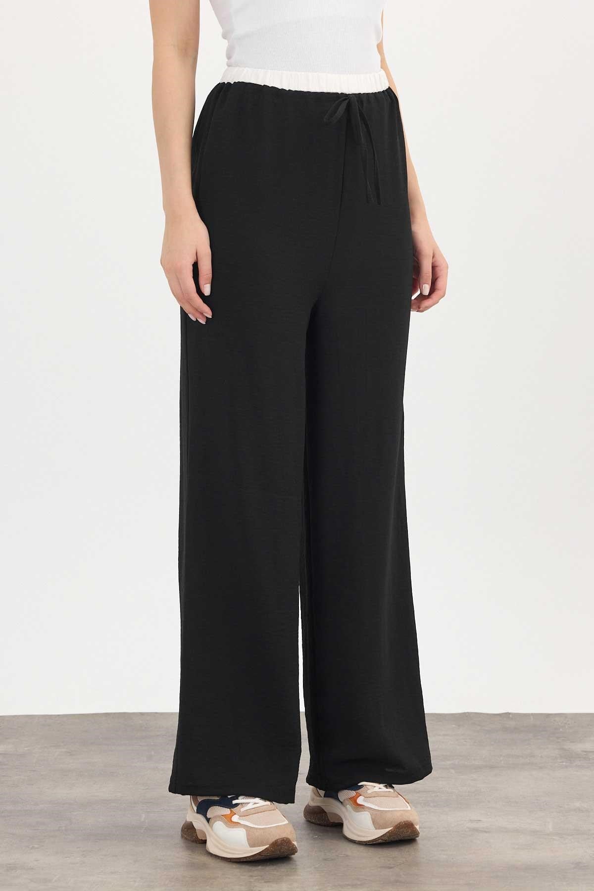 Siyah Bol Paça Pantolon 4327A