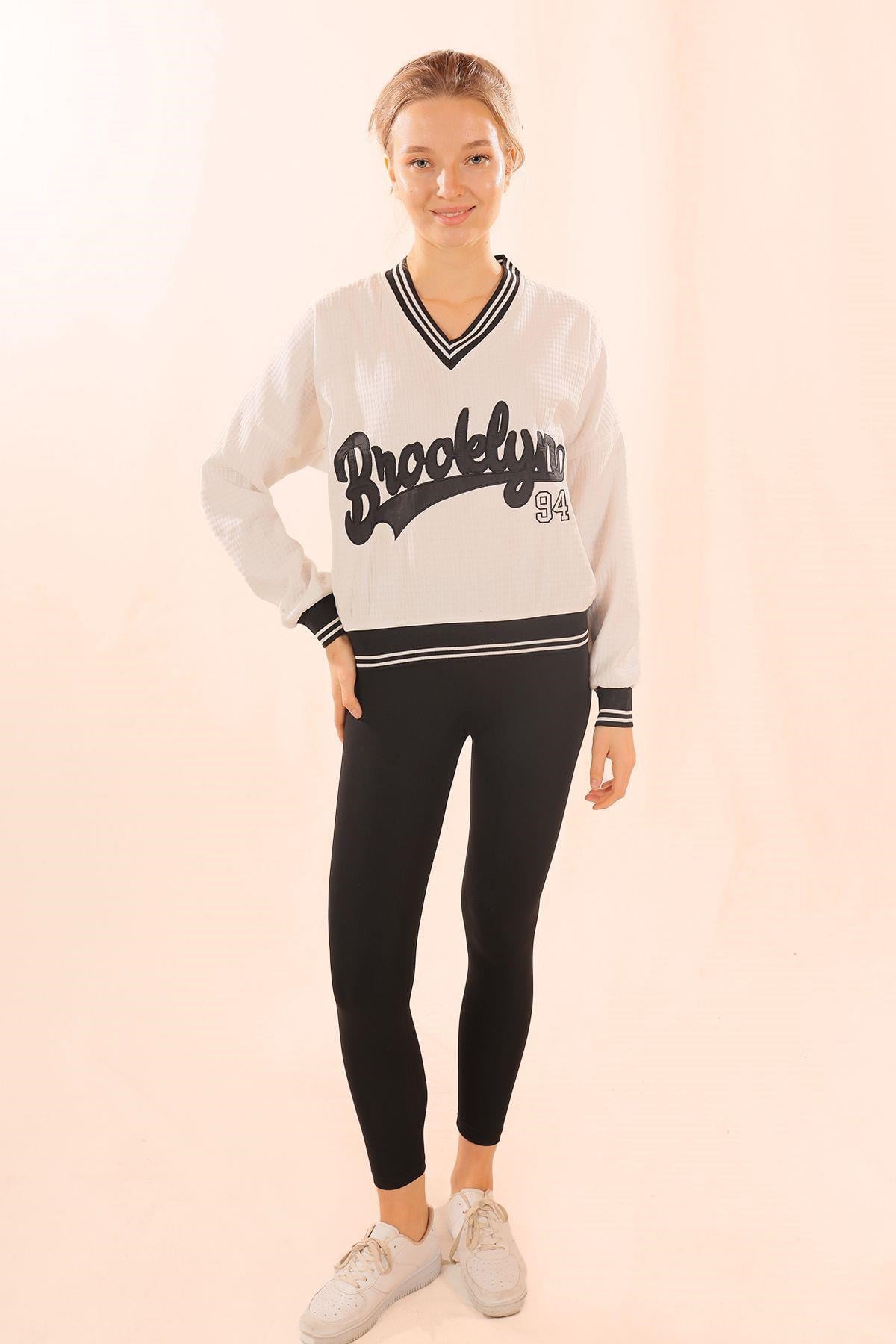 Siyah Brooklyn Baskı Sweat 71399