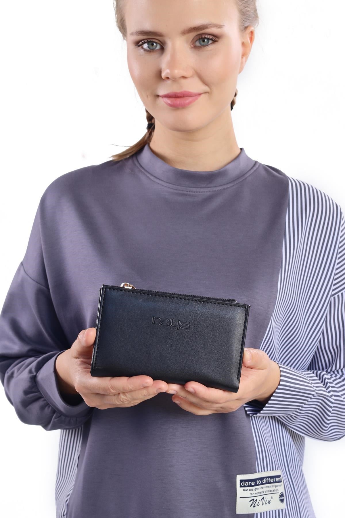 Siyah Çıtçıtlı Fermuarlı Cüzdan 023