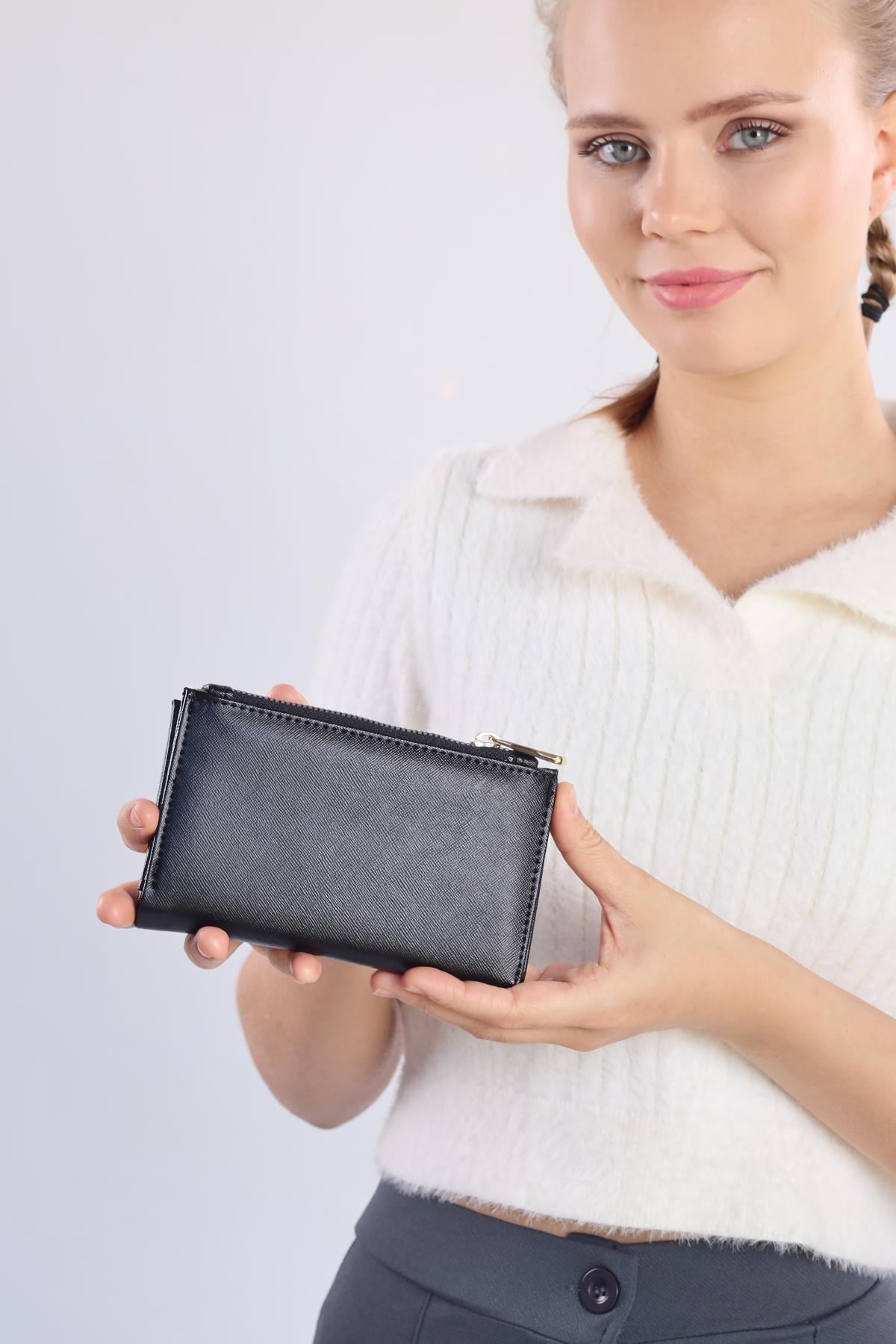 Siyah Çıtçıtlı Fermuarlı Cüzdan 033
