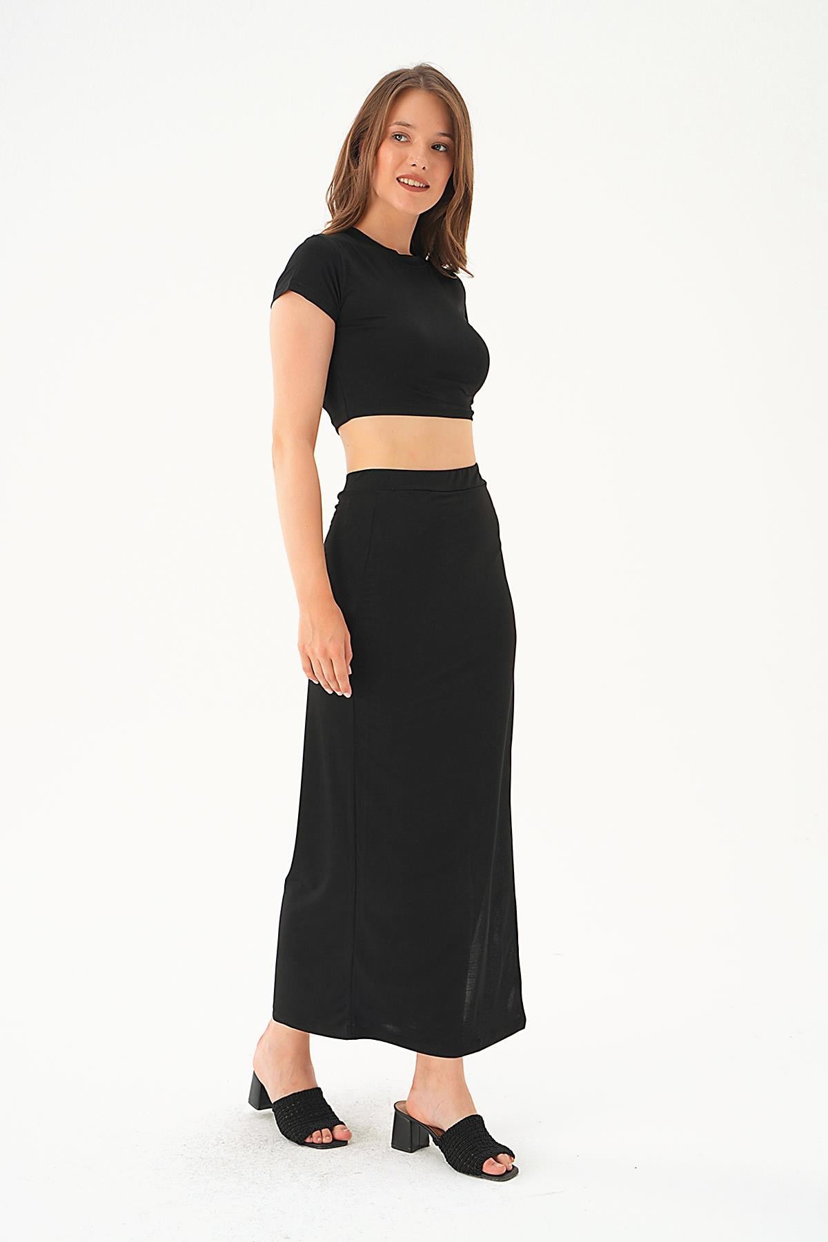 Siyah Crop Etek Takım 1005