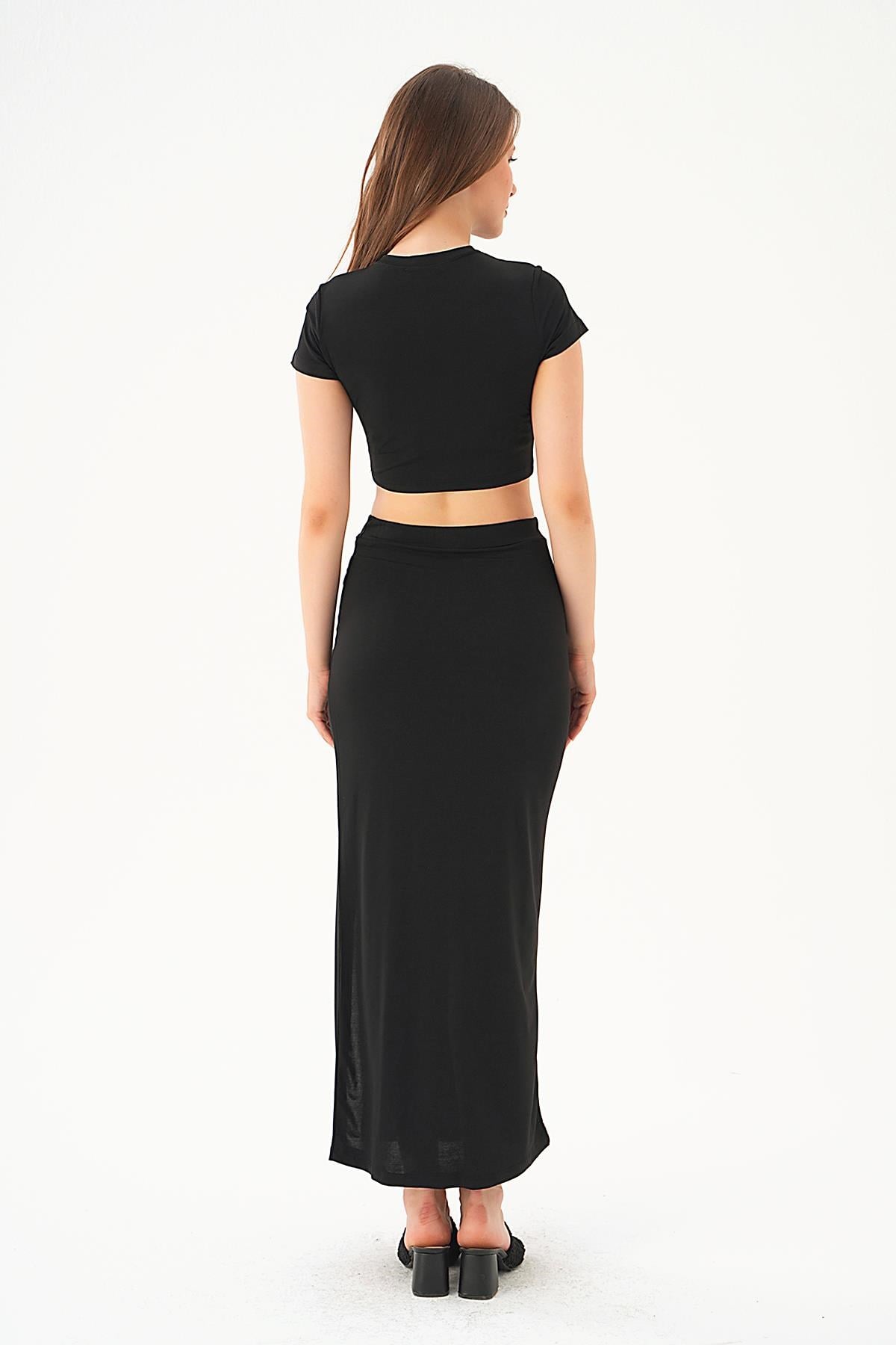 Siyah Crop Etek Takım 1005
