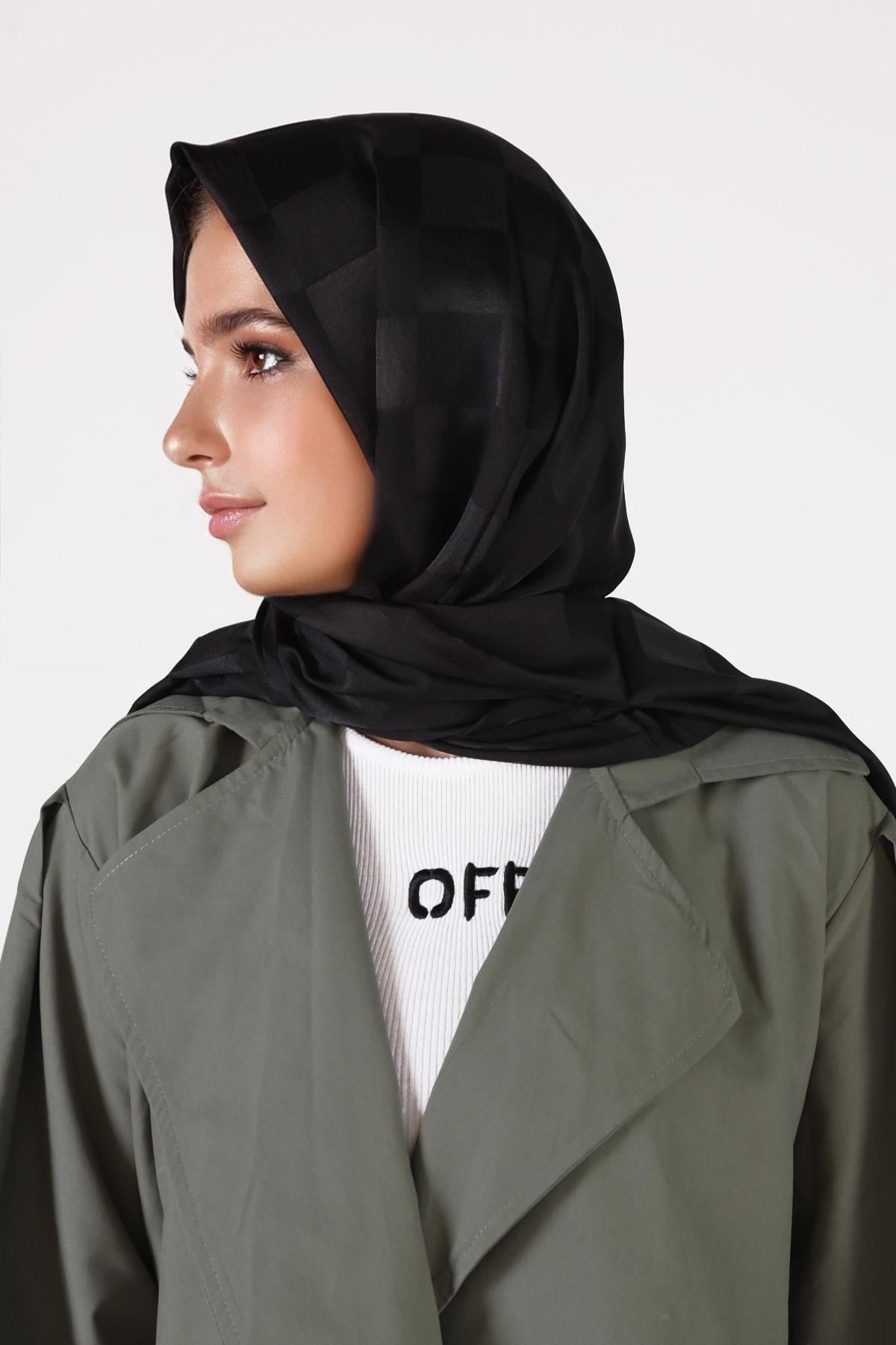 Siyah Dama Desen Şal 5664