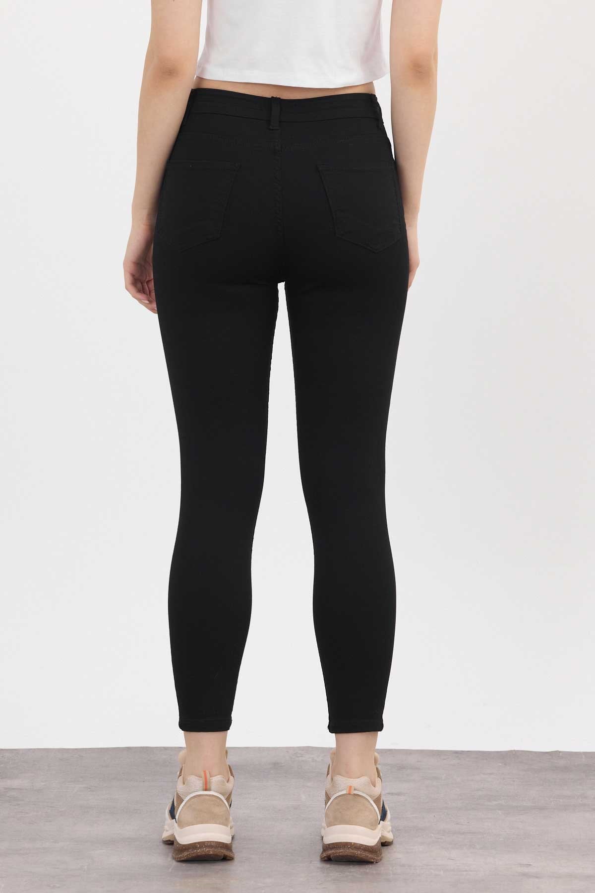 Siyah Dar Paça Skinny Pantolon 11013-1