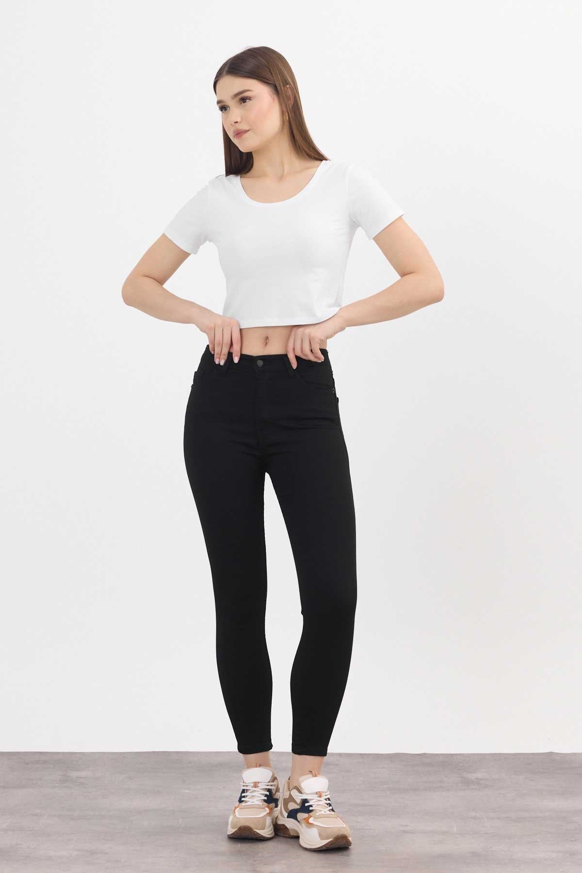 Siyah Dar Paça Skinny Pantolon 11013-1