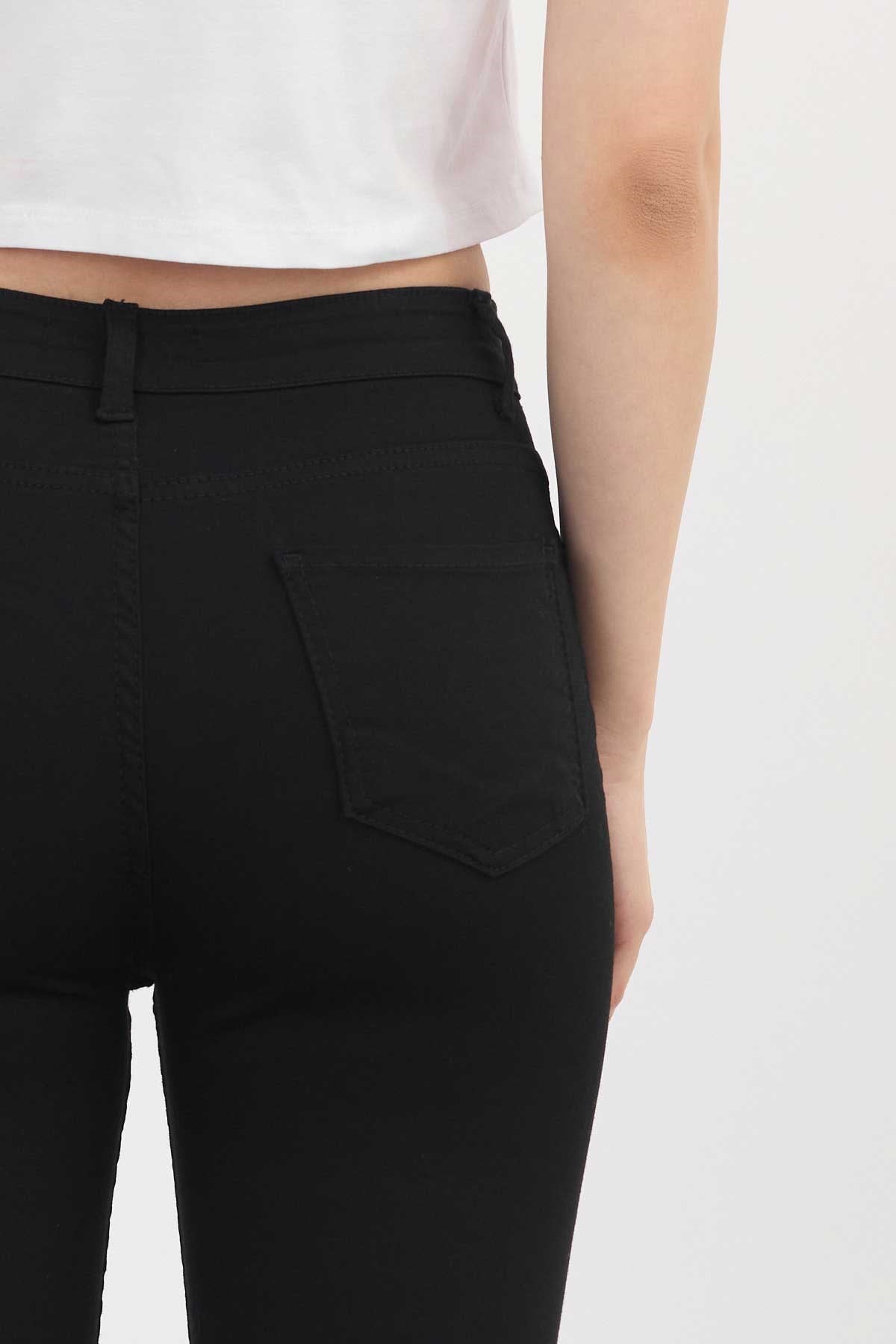 Siyah Dar Paça Skinny Pantolon 11013-1