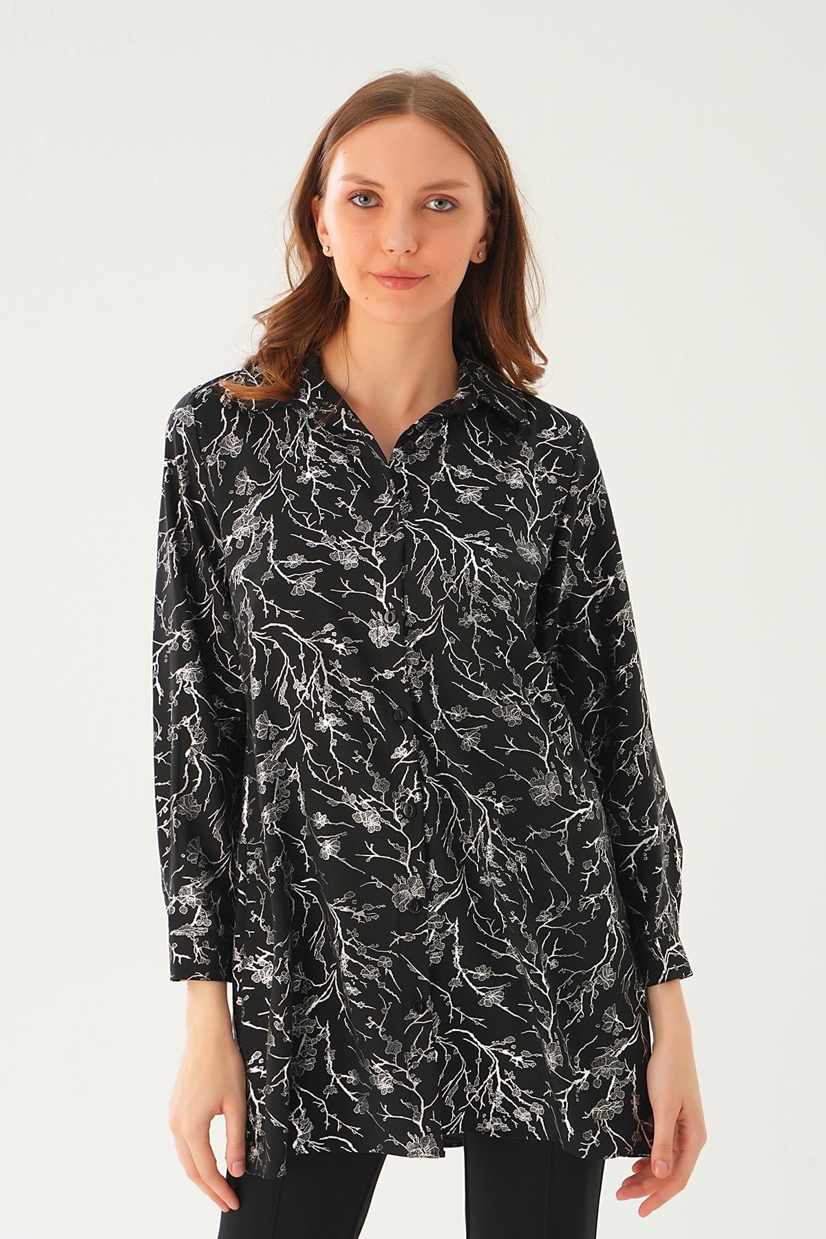 Siyah Desenli Salaş Tunik 4233A
