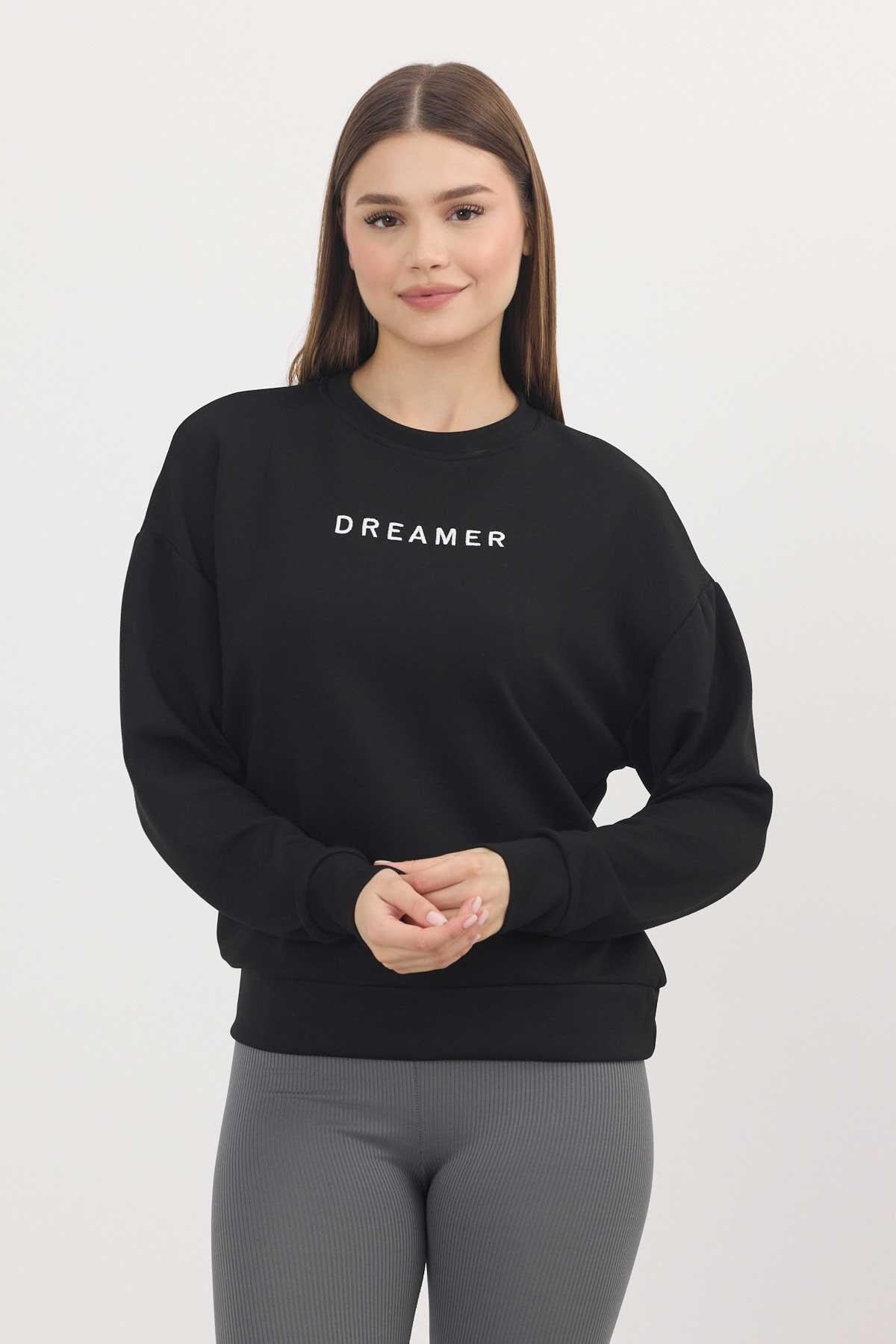 Siyah Dreamer Nakış Detay Oysho Sweat 4004
