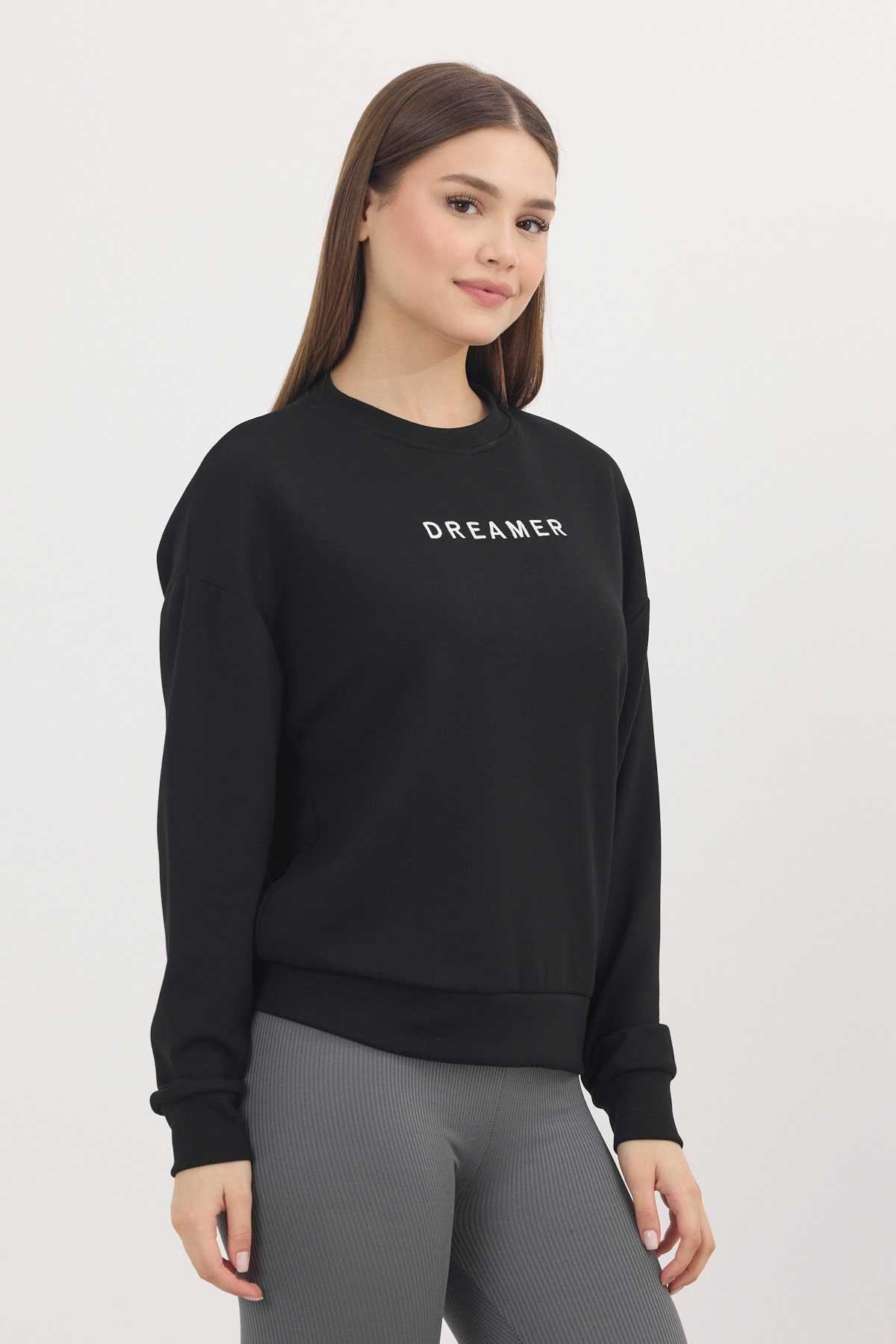 Siyah Dreamer Nakış Detay Oysho Sweat 4004