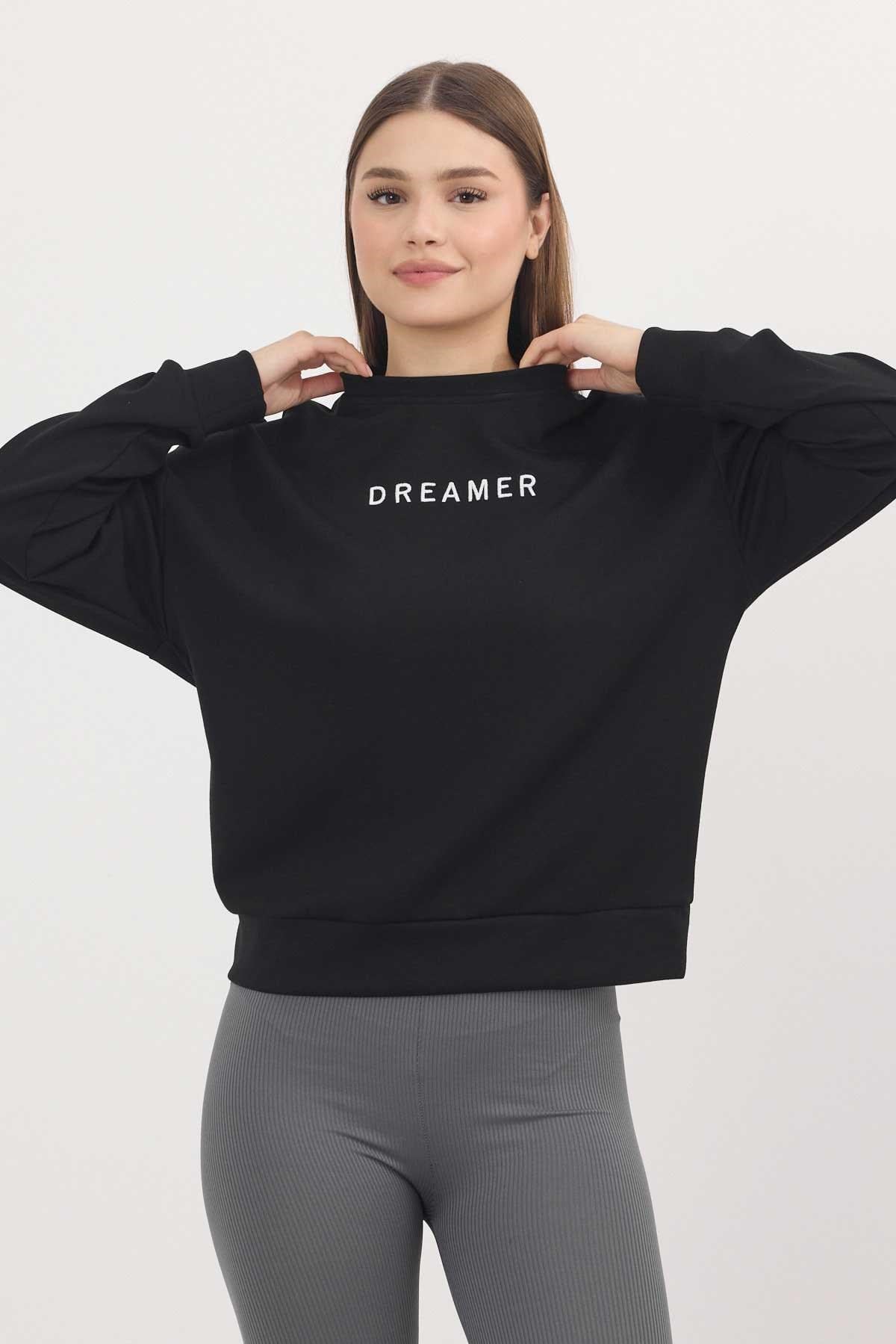 Siyah Dreamer Nakış Detay Oysho Sweat 4004