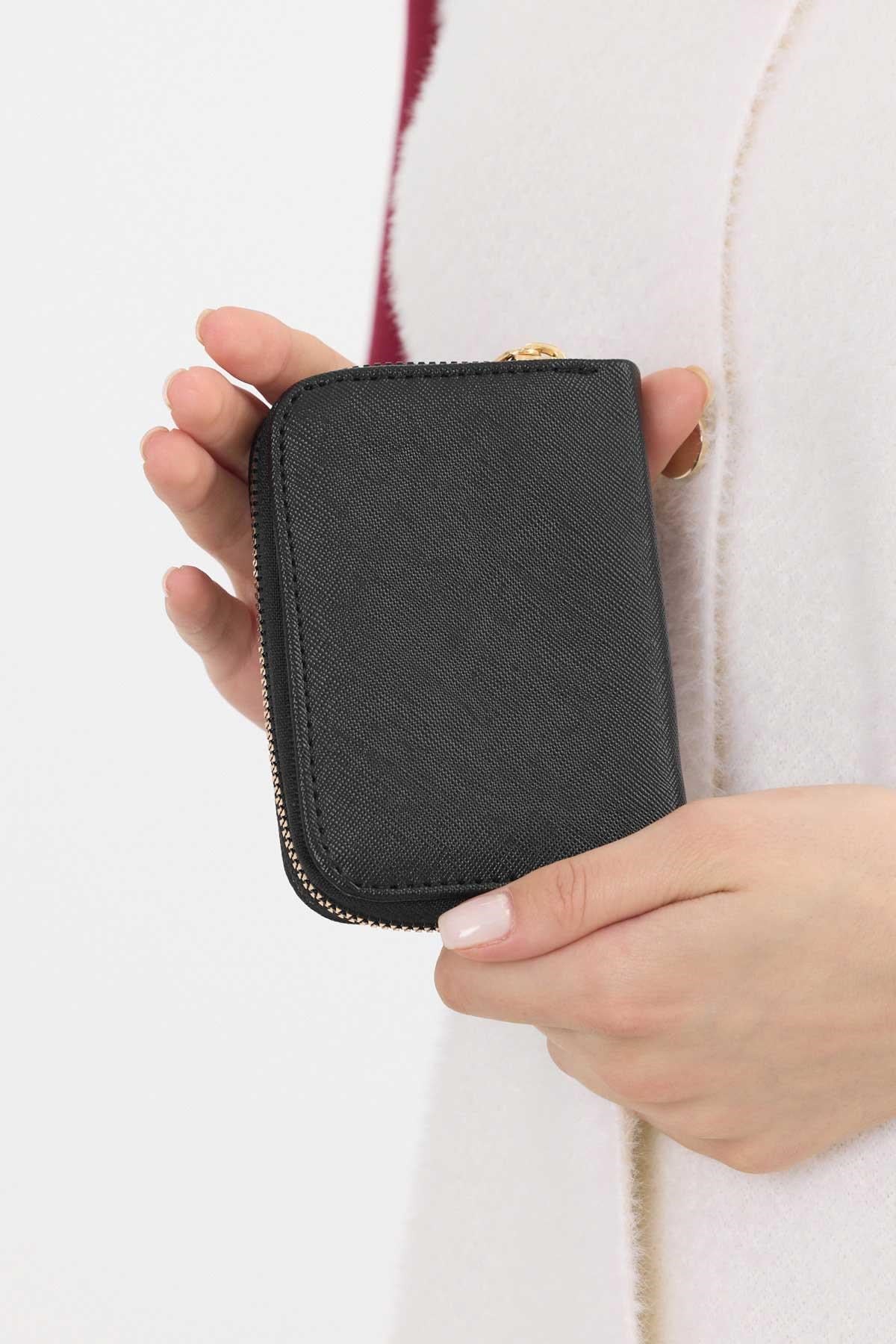 Siyah Fermuarlı Mini Cüzdan 031