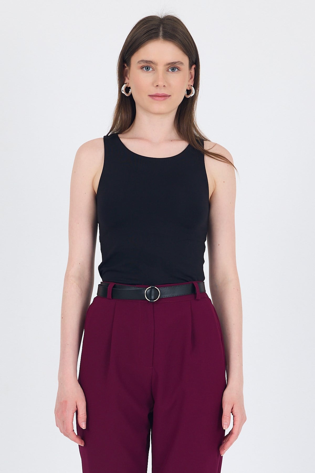 Siyah Halter Yaka Vücuda Oturan Alttan Çıtçıtlı Body 9198M