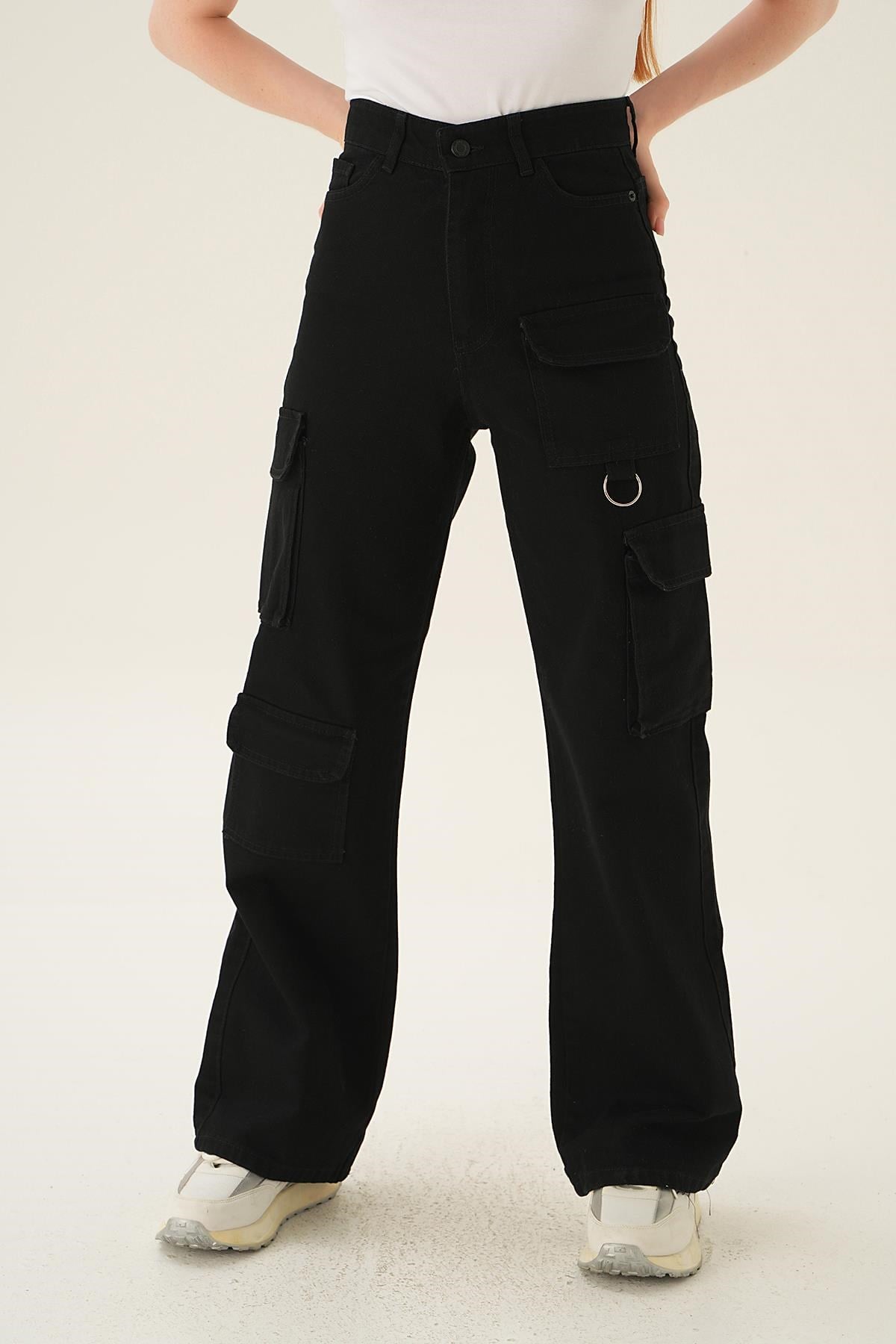 Siyah Kargo Cep Detay Jean 13100