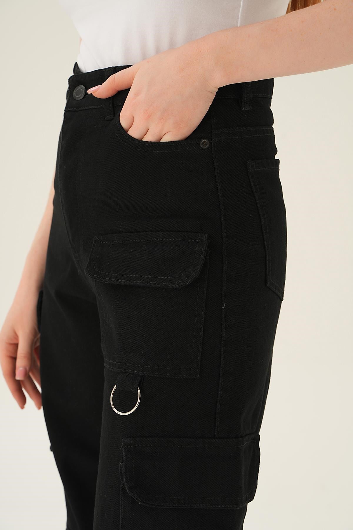 Siyah Kargo Cep Detay Jean 13100