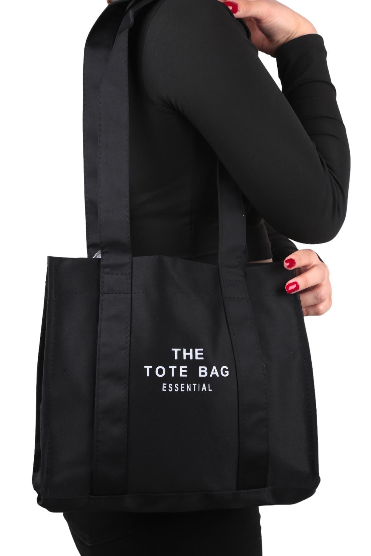 Siyah Kumaş Tote Çanta 9219