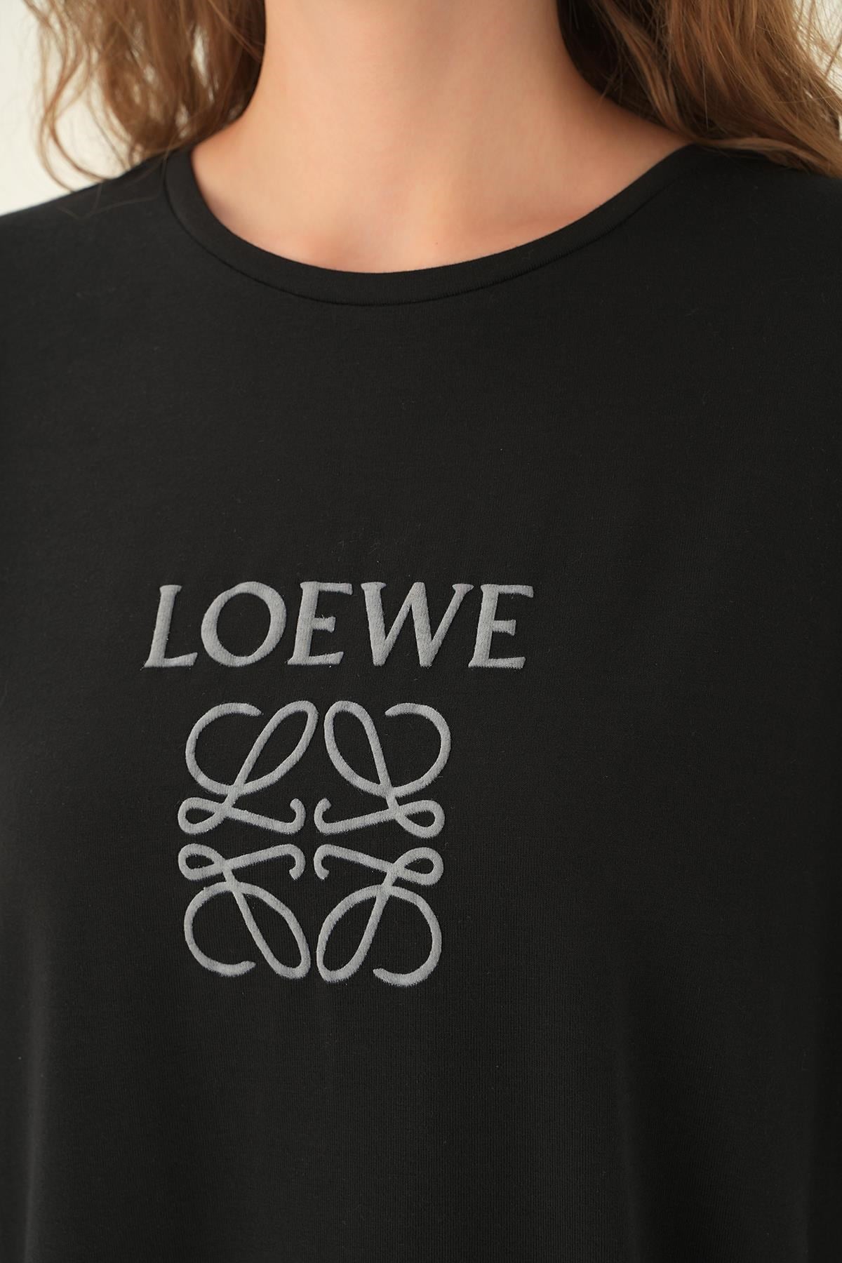 Siyah Loewe Baskı Tişört 21552