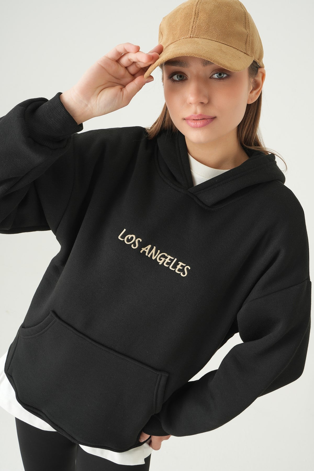 Siyah Los Angeles Baskılı Sweat 1042