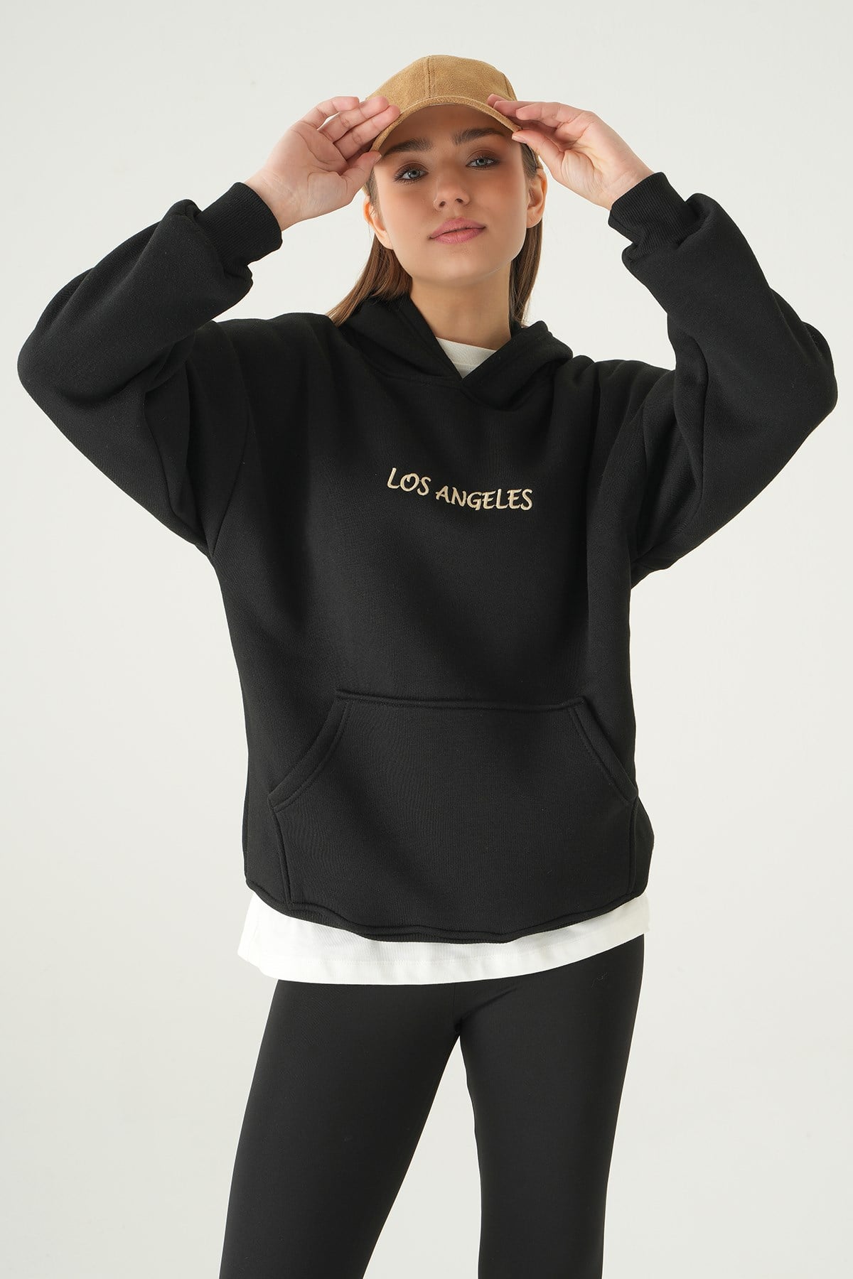 Siyah Los Angeles Baskılı Sweat 1042