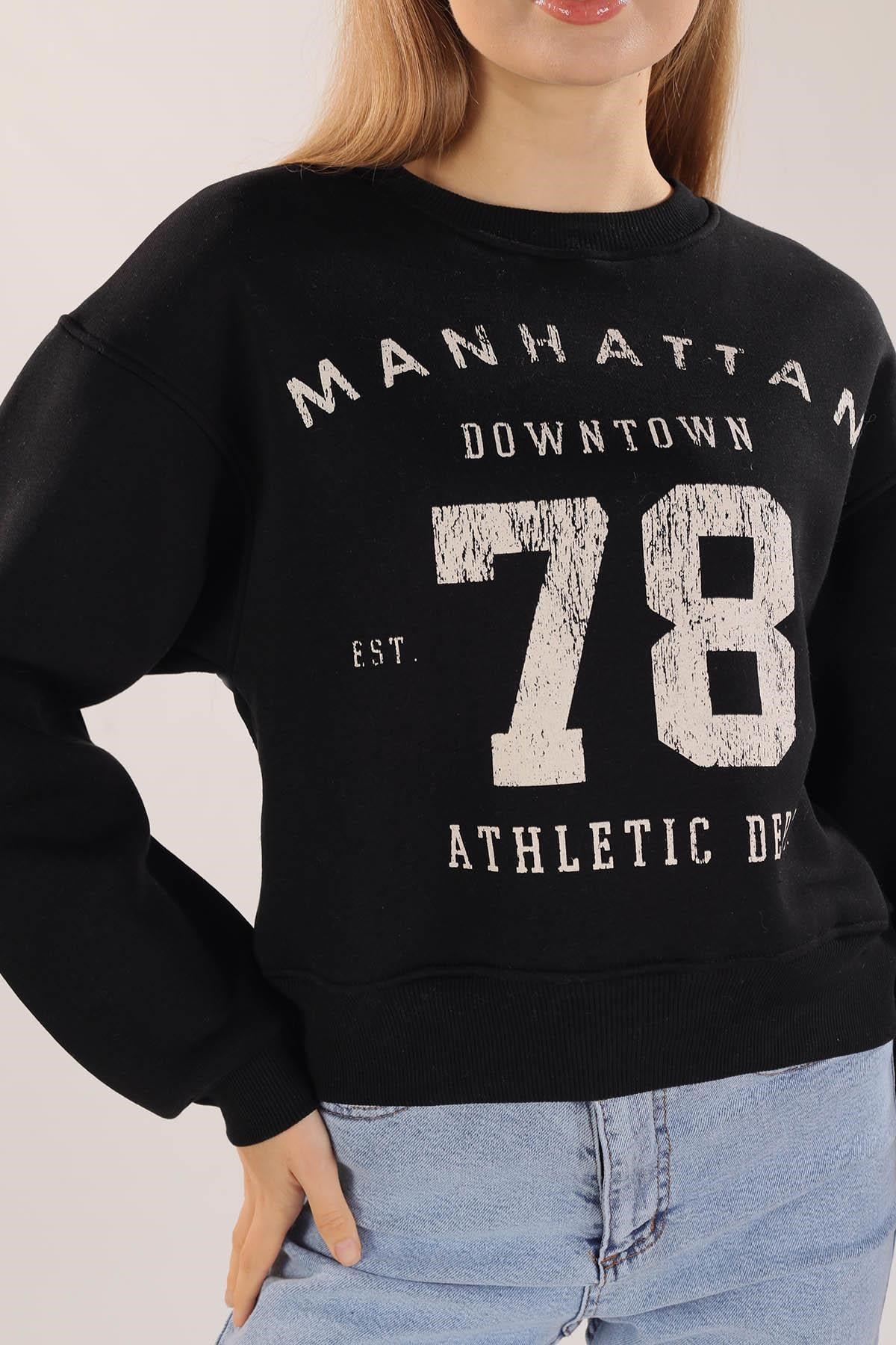 Siyah Manhattan Baskılı Sweat 3110