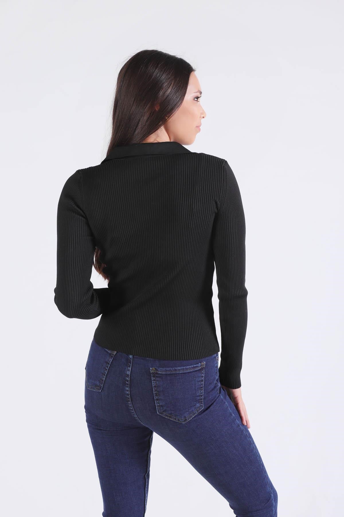 Siyah Polo Yaka Kazak 0033