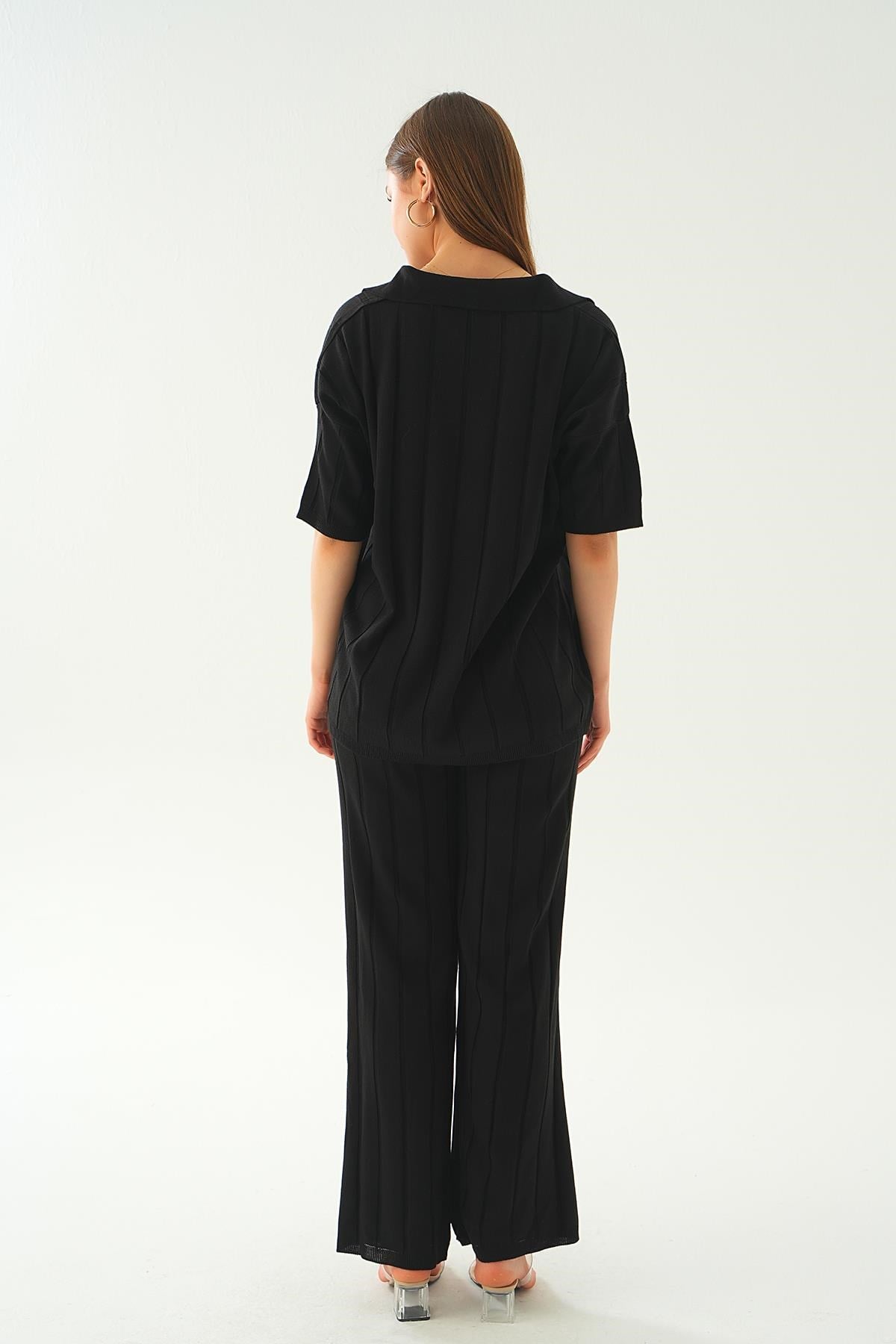 Siyah Polo Yaka Pantolon Takım 7743