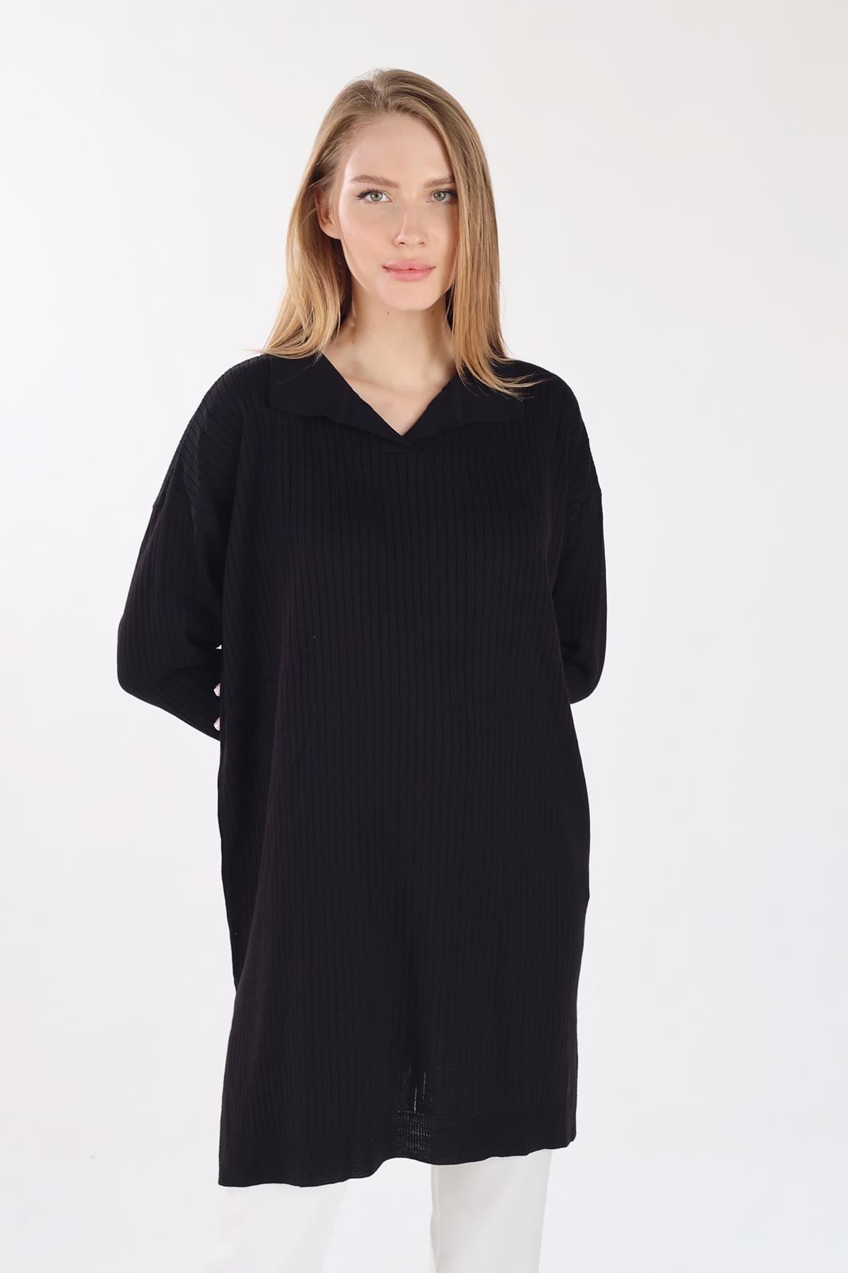 Siyah Polo Yaka Tunik 5410