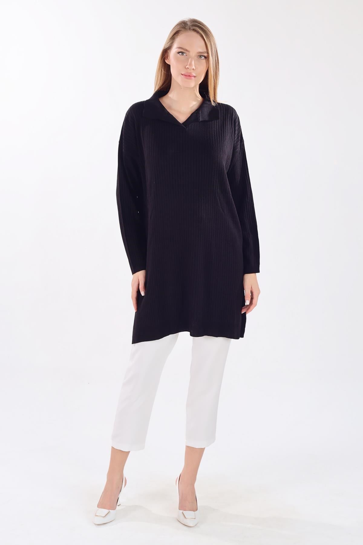 Siyah Polo Yaka Tunik 5410