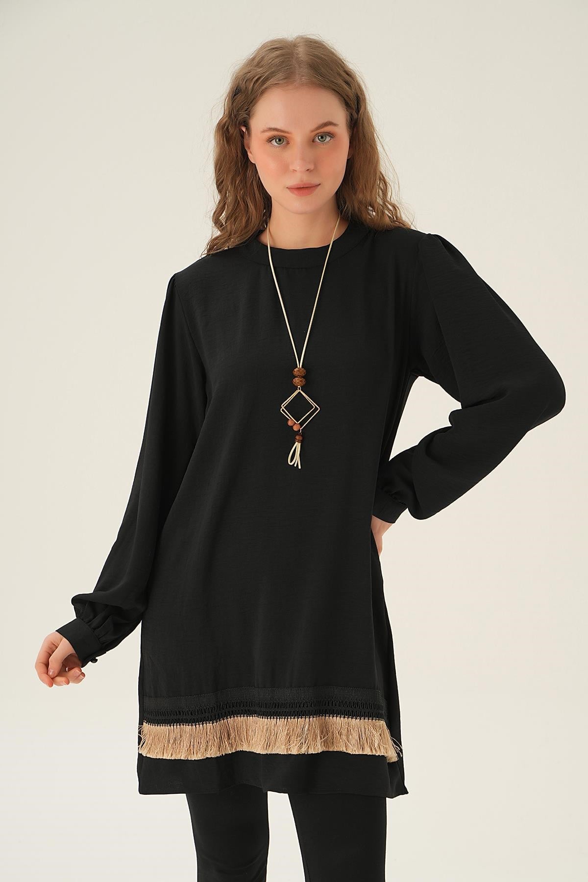 Siyah Püsküllü Tunik 25054
