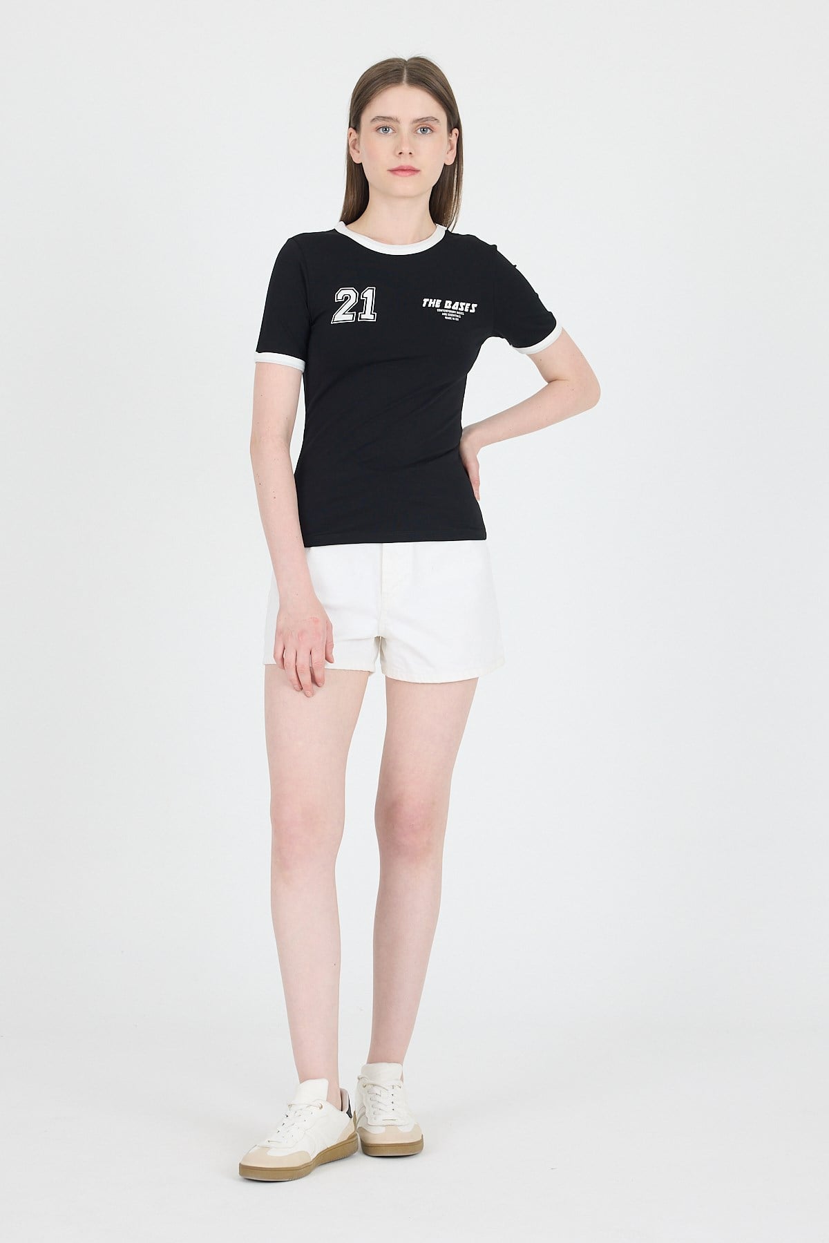 Siyah Ribanalı Yazı Baskılı Slim Fit Tişört 5981
