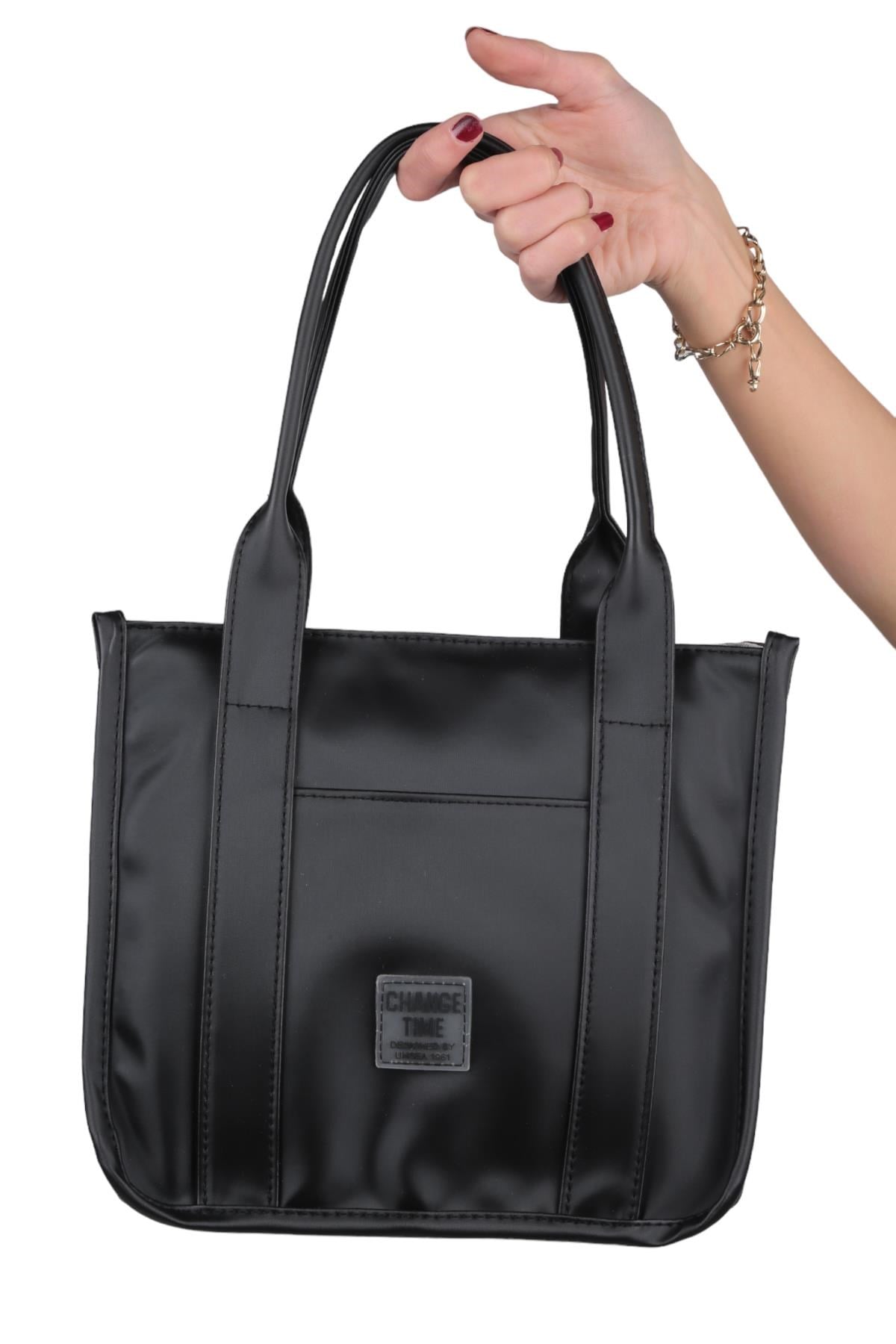 Siyah Saten Tote Çanta 9253