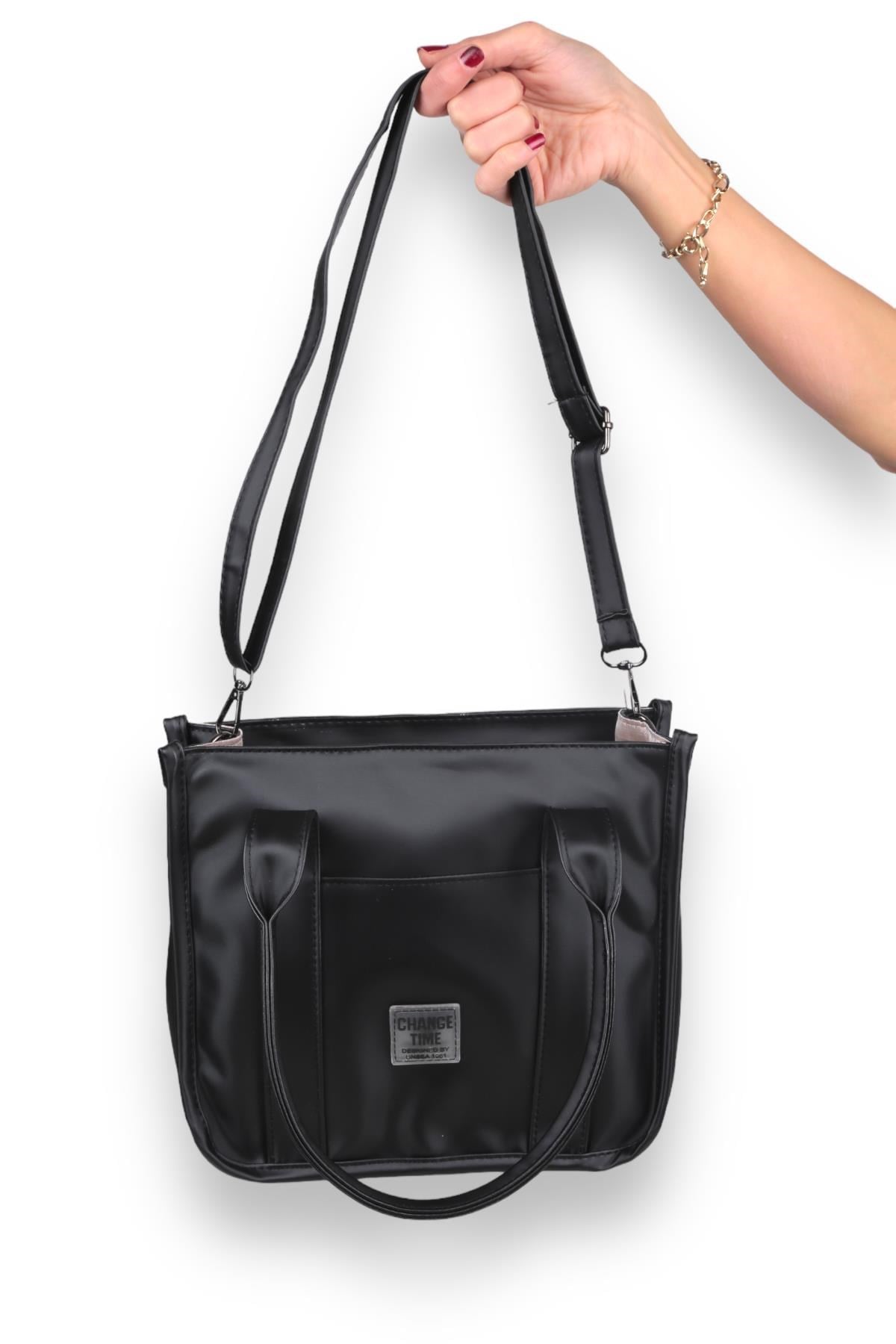 Siyah Saten Tote Çanta 9253