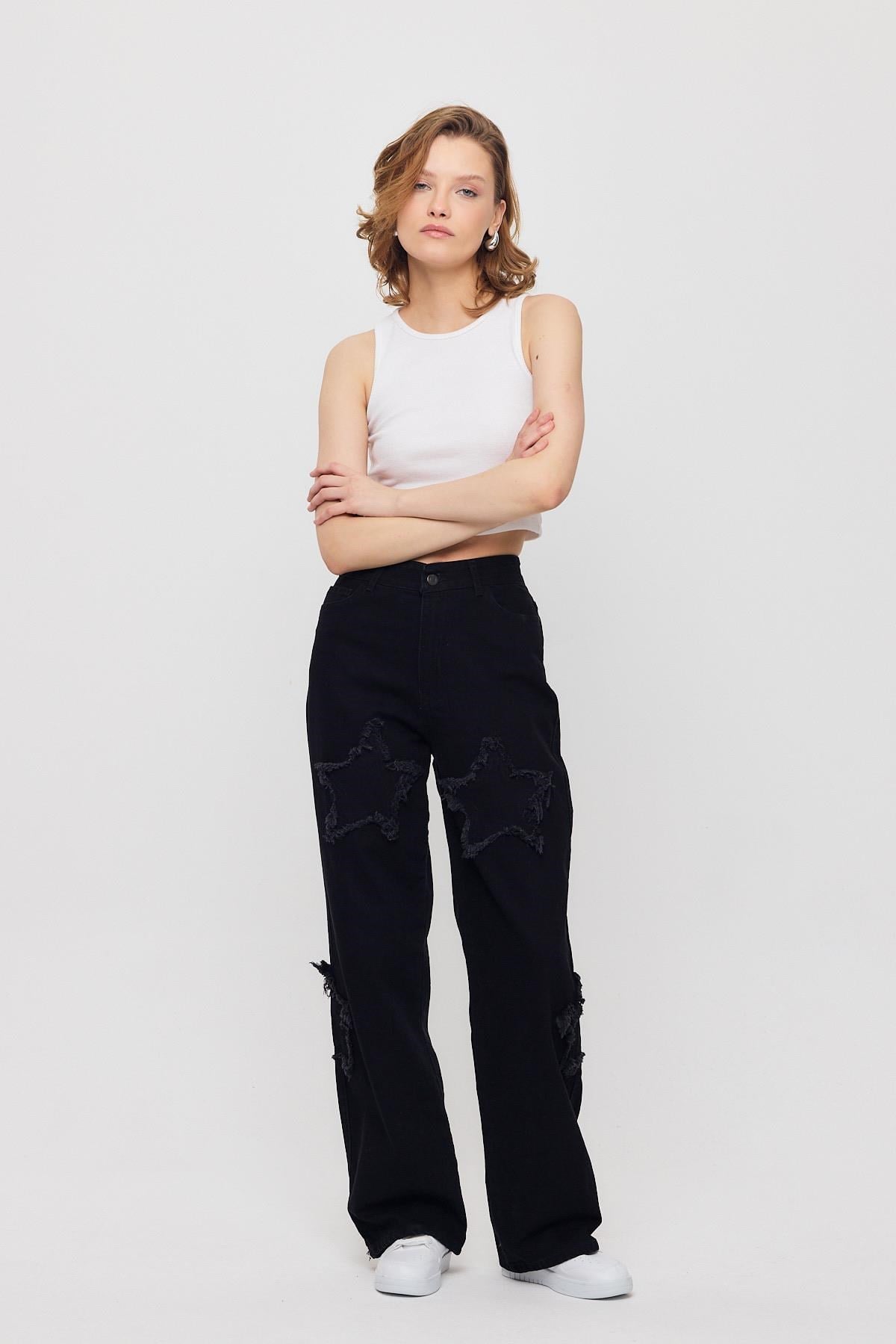 Siyah Yıldız Detay Jean 11136