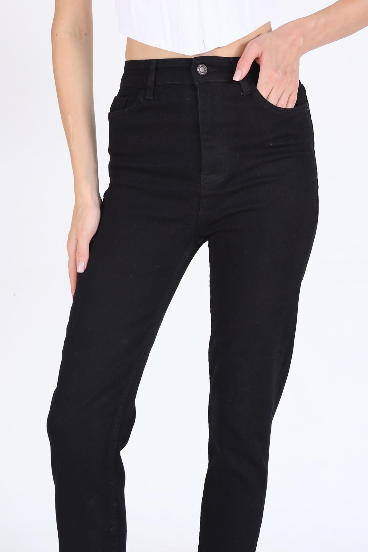 Siyah Yüksek Bel Mom Jean 11121