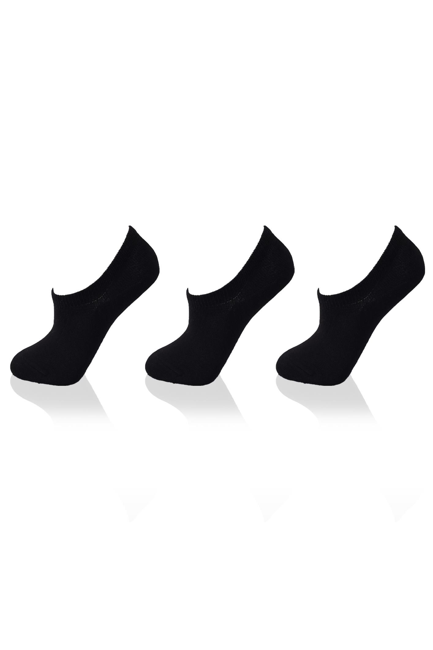 Siyah Yuvarlak Lastik 3'lü Sneaker Çorap 1108