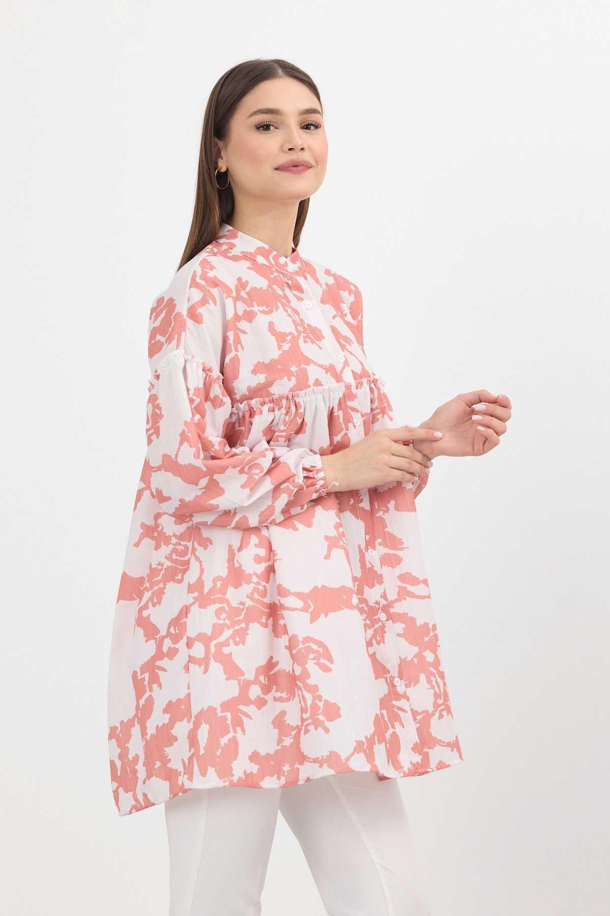 Somon Desenli Kol Lastikli Tunik 4366A