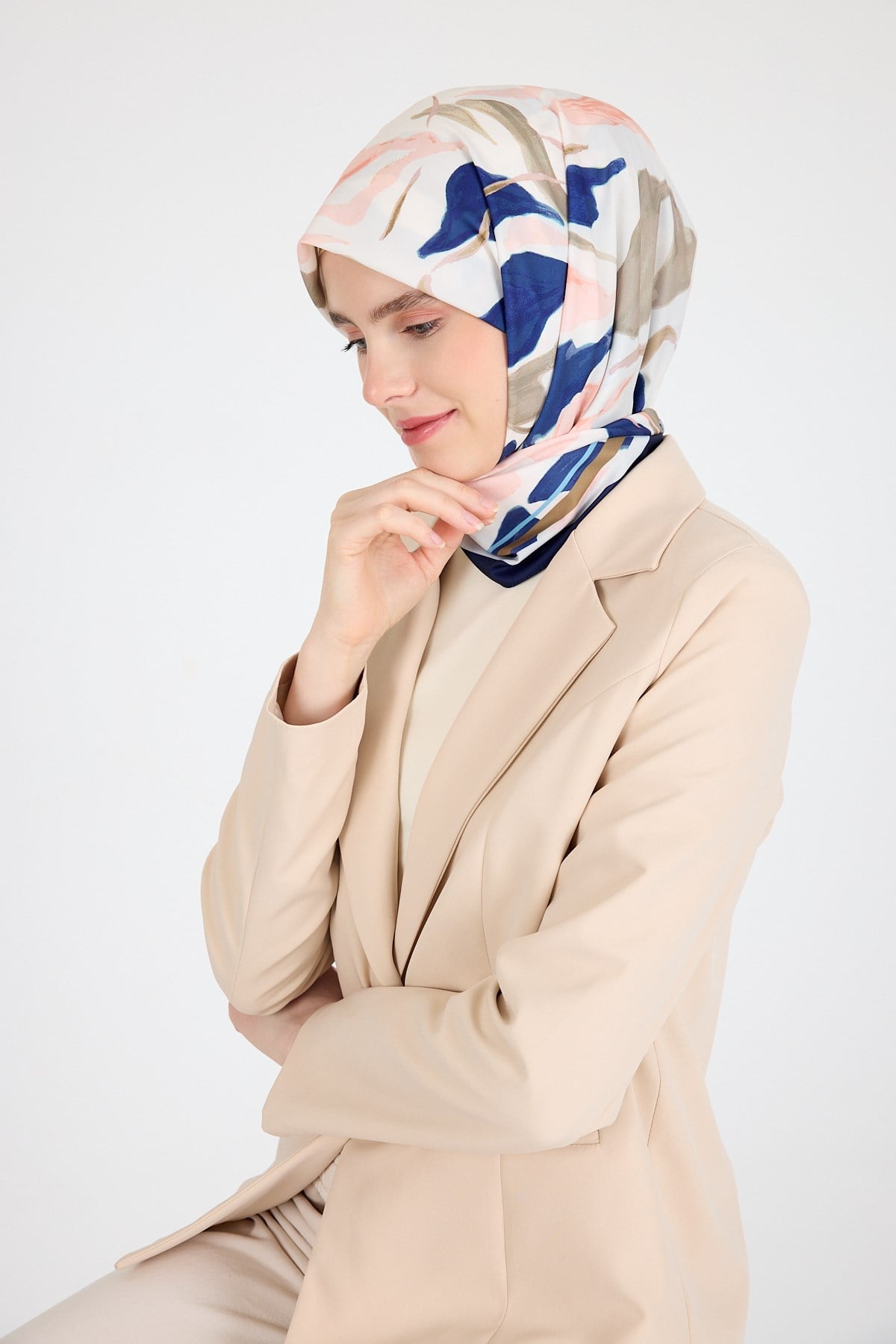 Somon Yaprak Desen Eşarp 3004