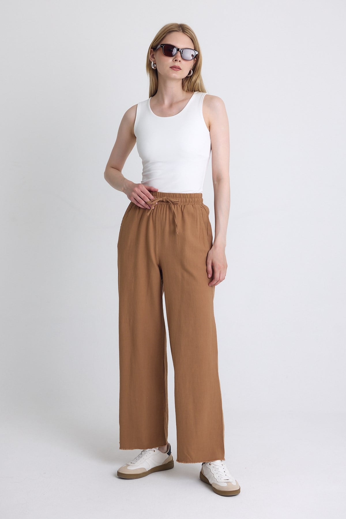Taba Bel Lastikli Bol Paça Pantolon 4760