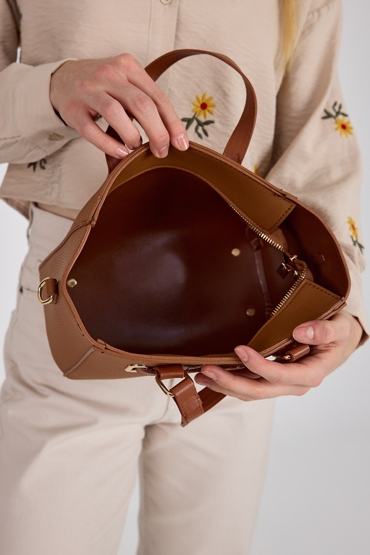Taba Deri Görünümlü Omuz Çantası 3029