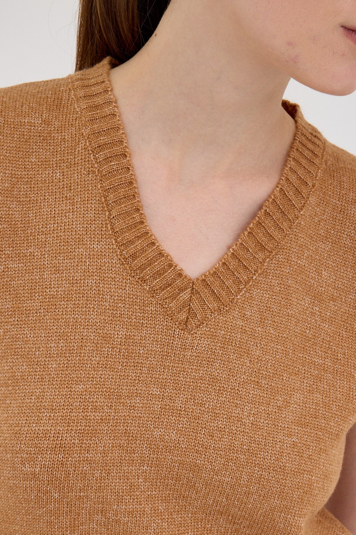 Taba Oversize V Yaka Kadın Süveter 2292