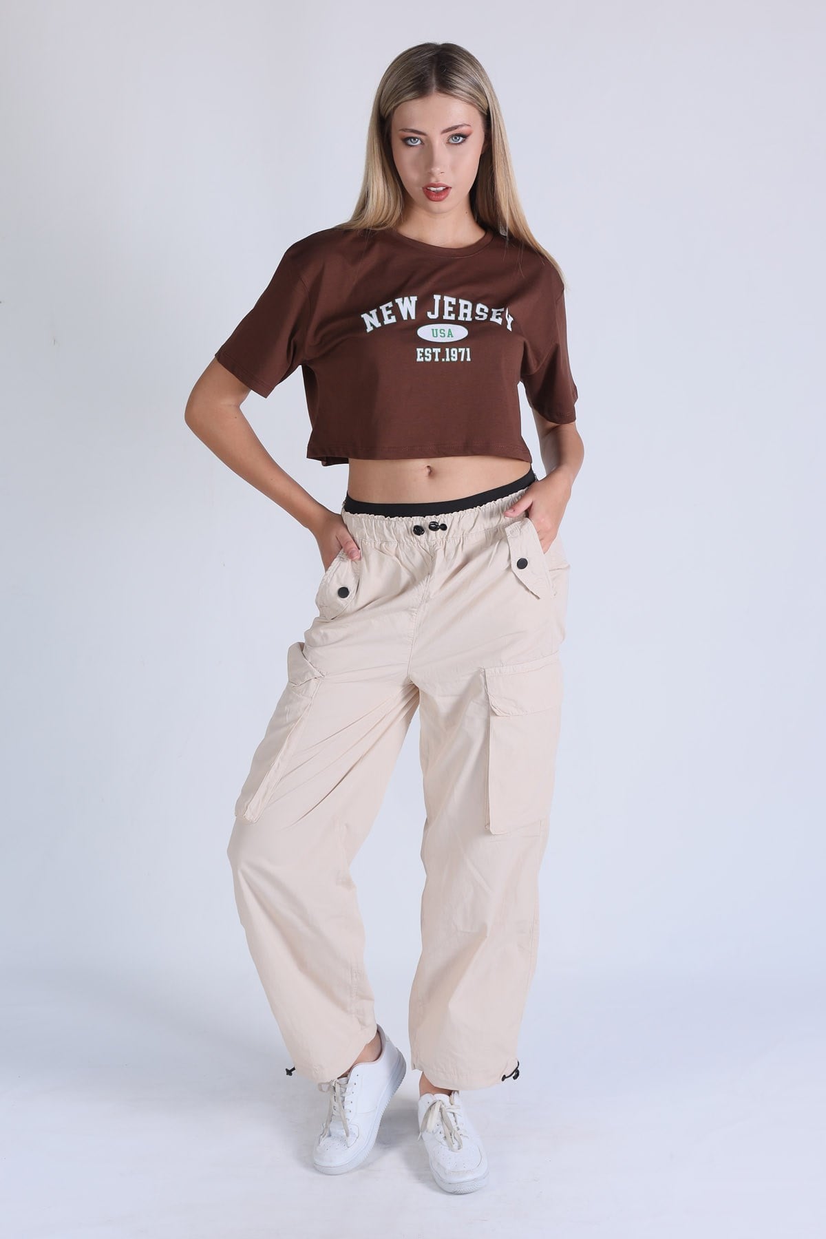 Taş Bel Detay Paraşüt Pantolon 5026