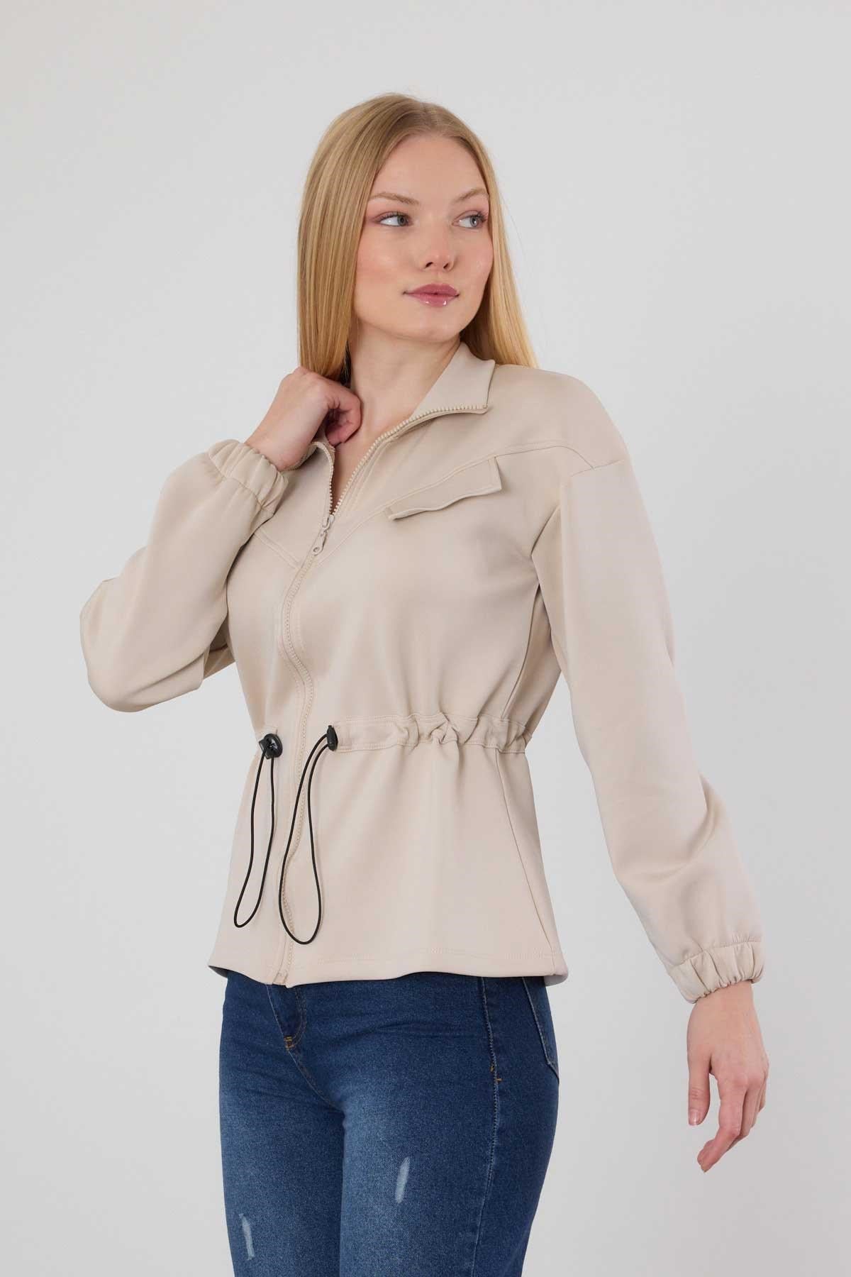 Taş Bel Lastik Fermuarlı Sweat 9167M