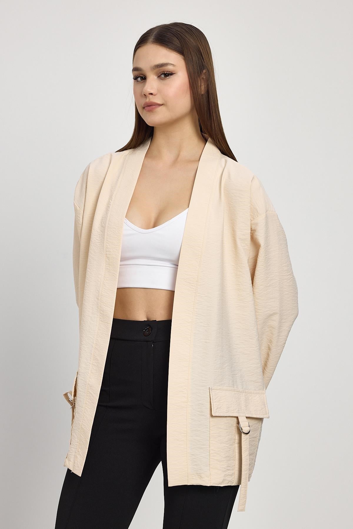 Taş Cep Detay Kimono 4194A