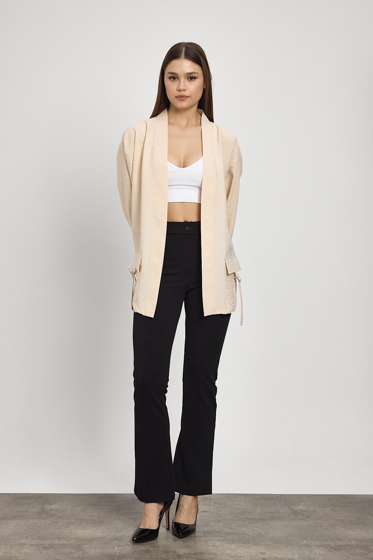 Taş Cep Detay Kimono 4194A