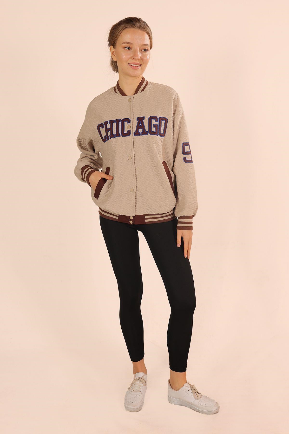 Taş Chicago Nakış Kolej Ceket 1028